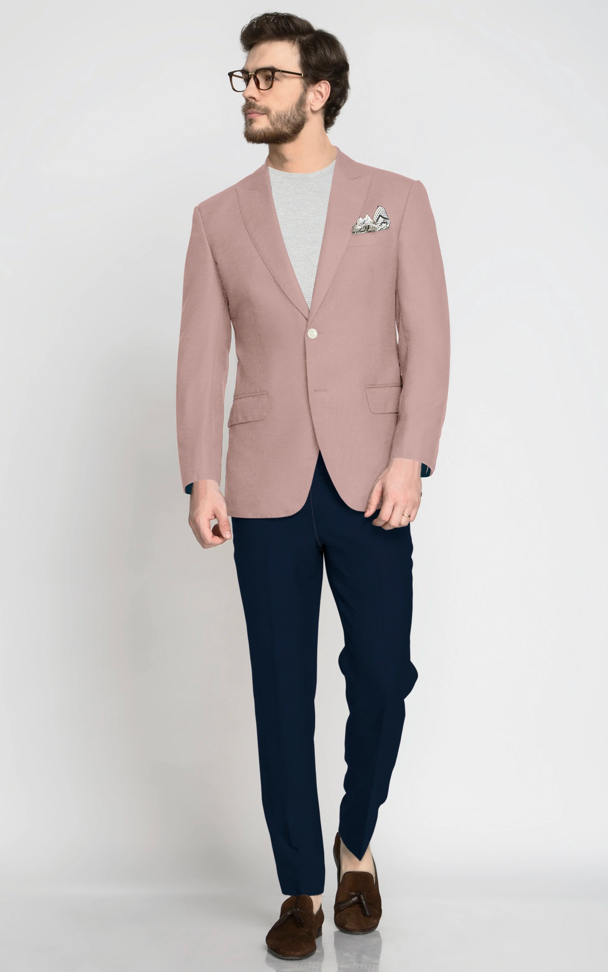 Pastel Pink Stretch Wool Blazer
