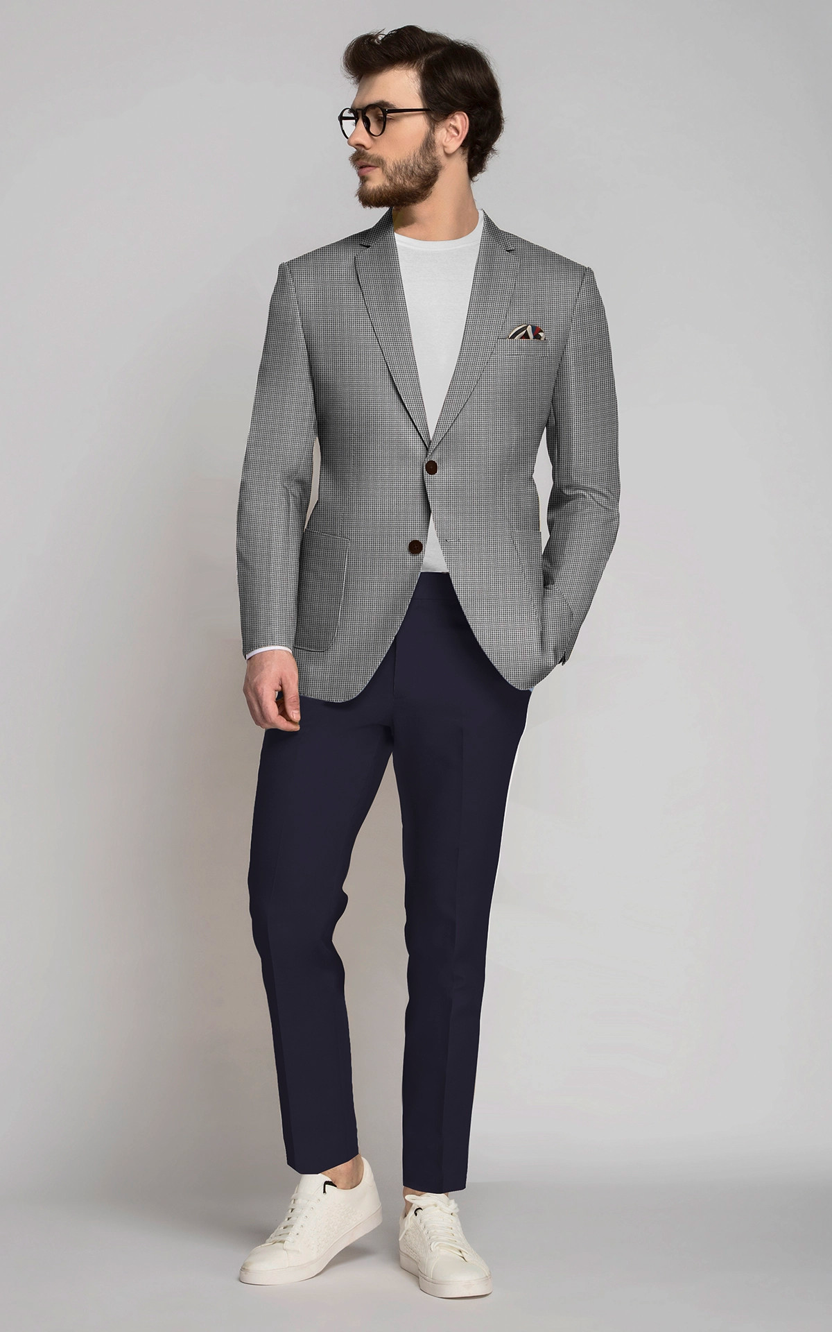 Charleston Gray Micro Houndstooth Blazer