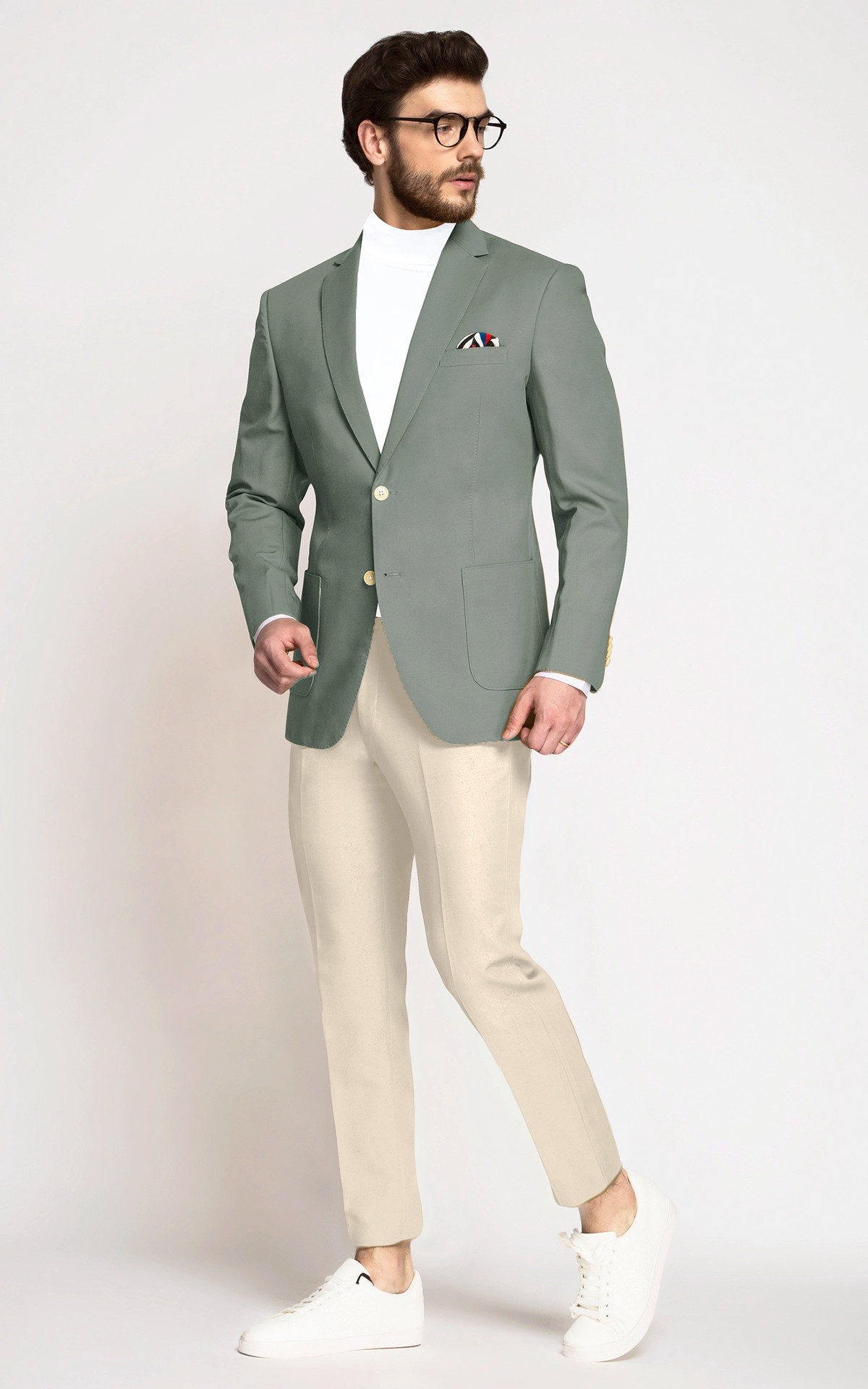 Regular Fit Linen Jacket - Pistachio green - Men