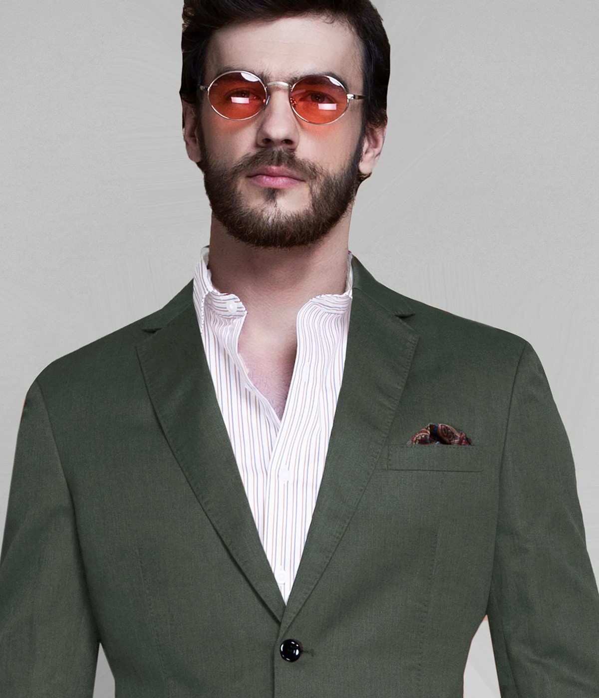 Khaki Green Linen Blazer-1