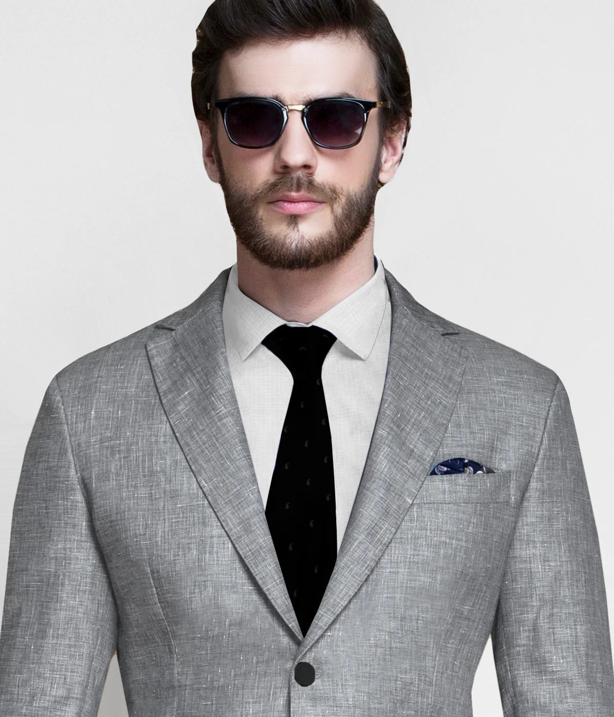 Pastel Grey Linen Blazer-1