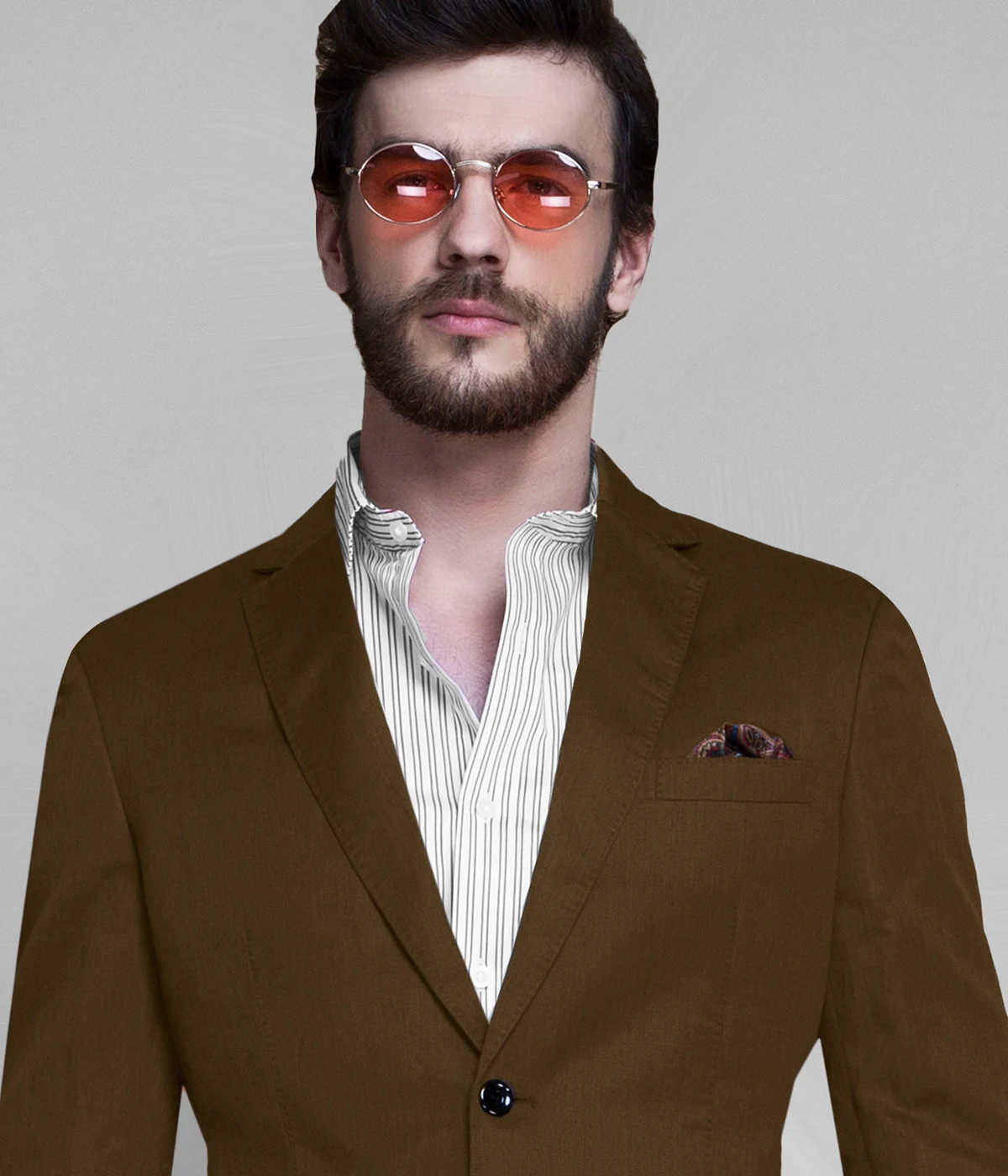 Khaki Brown Linen Blazer-1