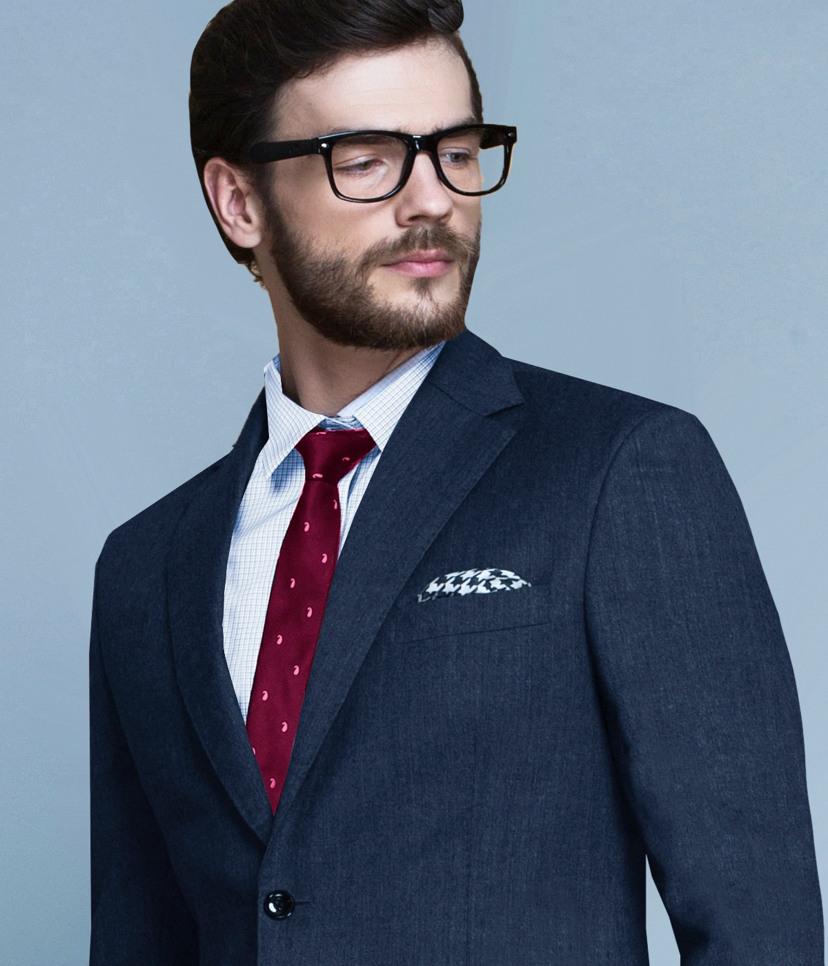 Blue Gray Herringbone Custom Blazer-1