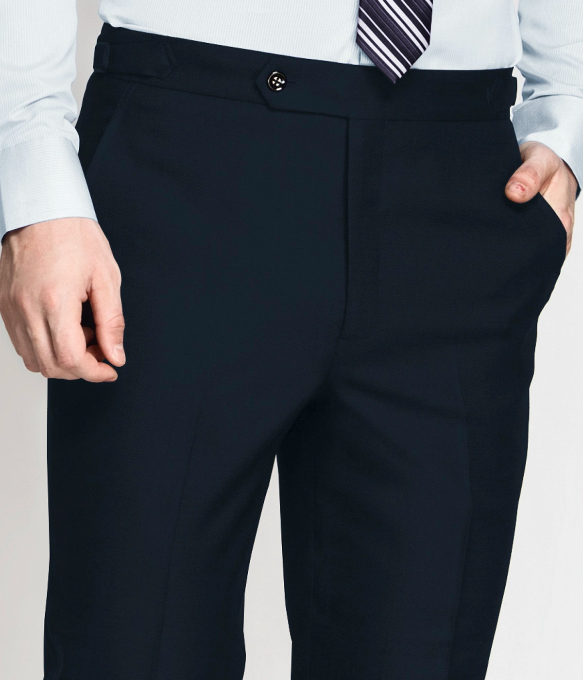 スラックス HUECLOSET pintuck wool slacks 25SP012 Grey Textured Stretch Wool Dress Pant - Custom Fit Tailored