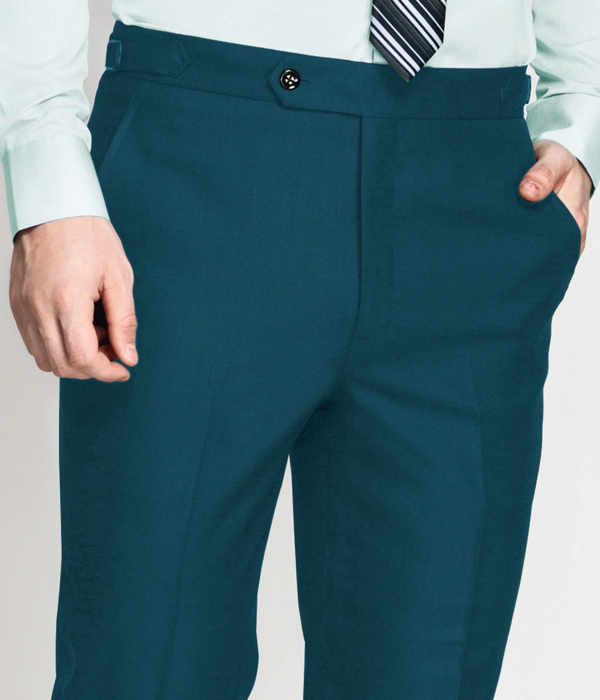 Bright Teal Wool Pants-1