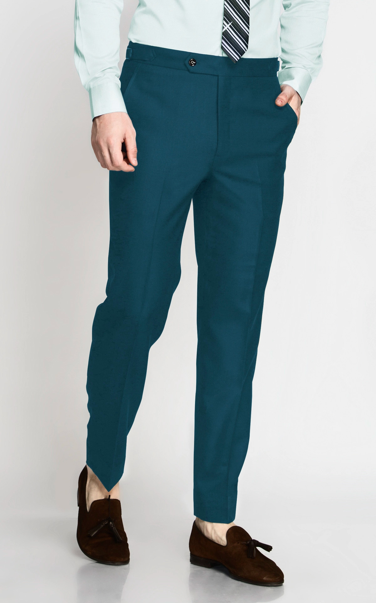 Solid Mid-Rise Stretchable Men's Formal Trouser - Pista