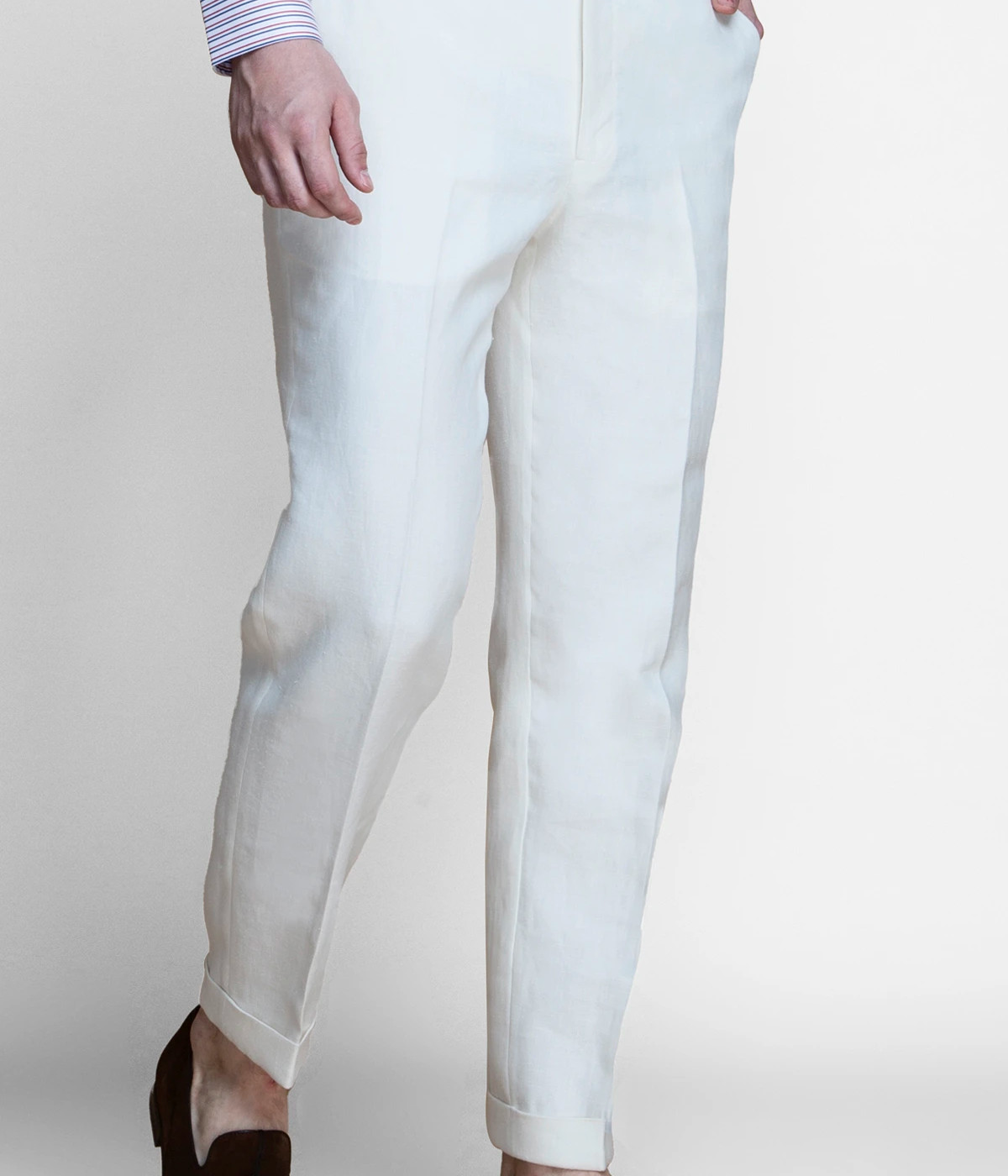 Cardiff Off White Linen Pants- view-2