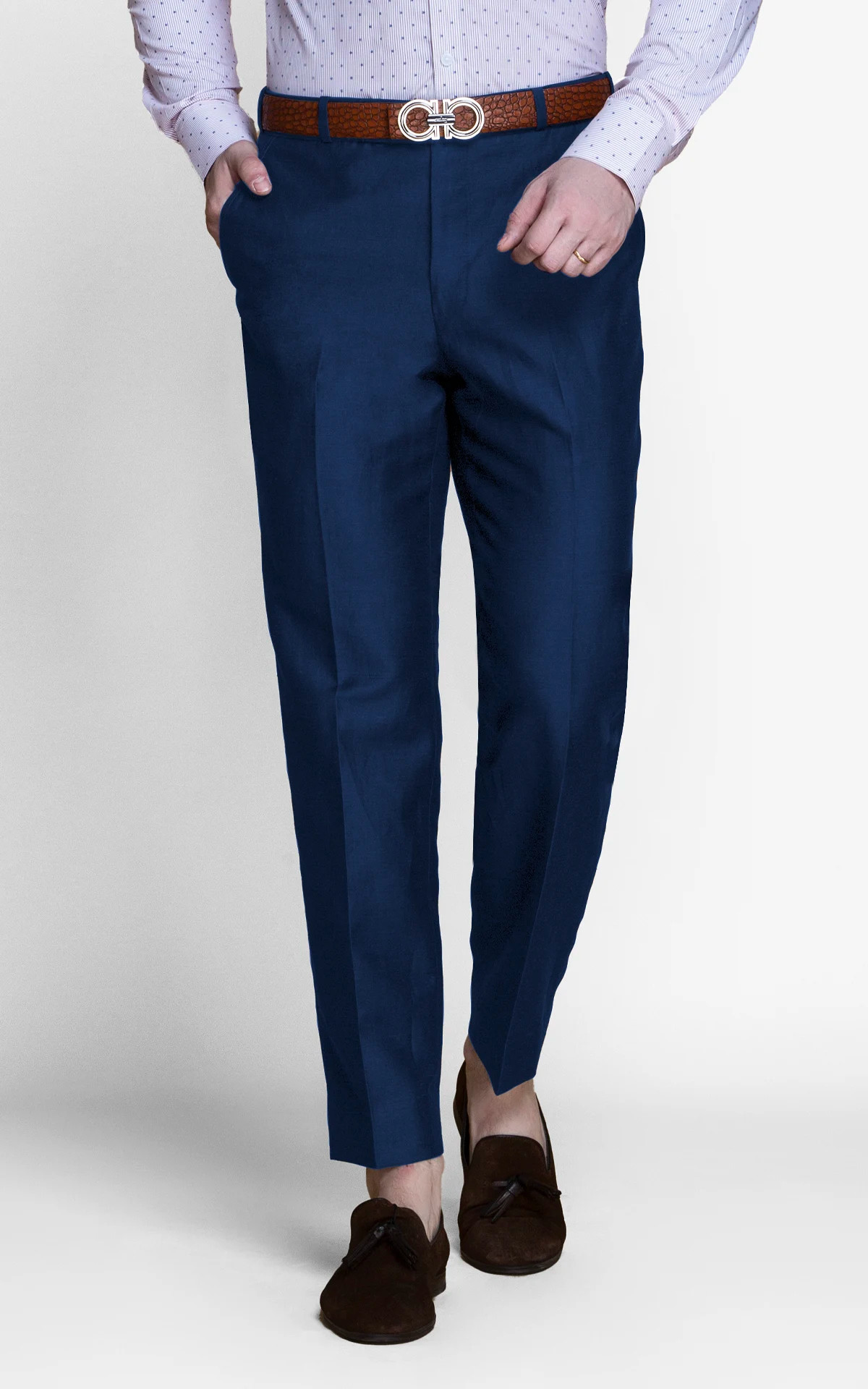 Soho Blue Linen Wool Pants