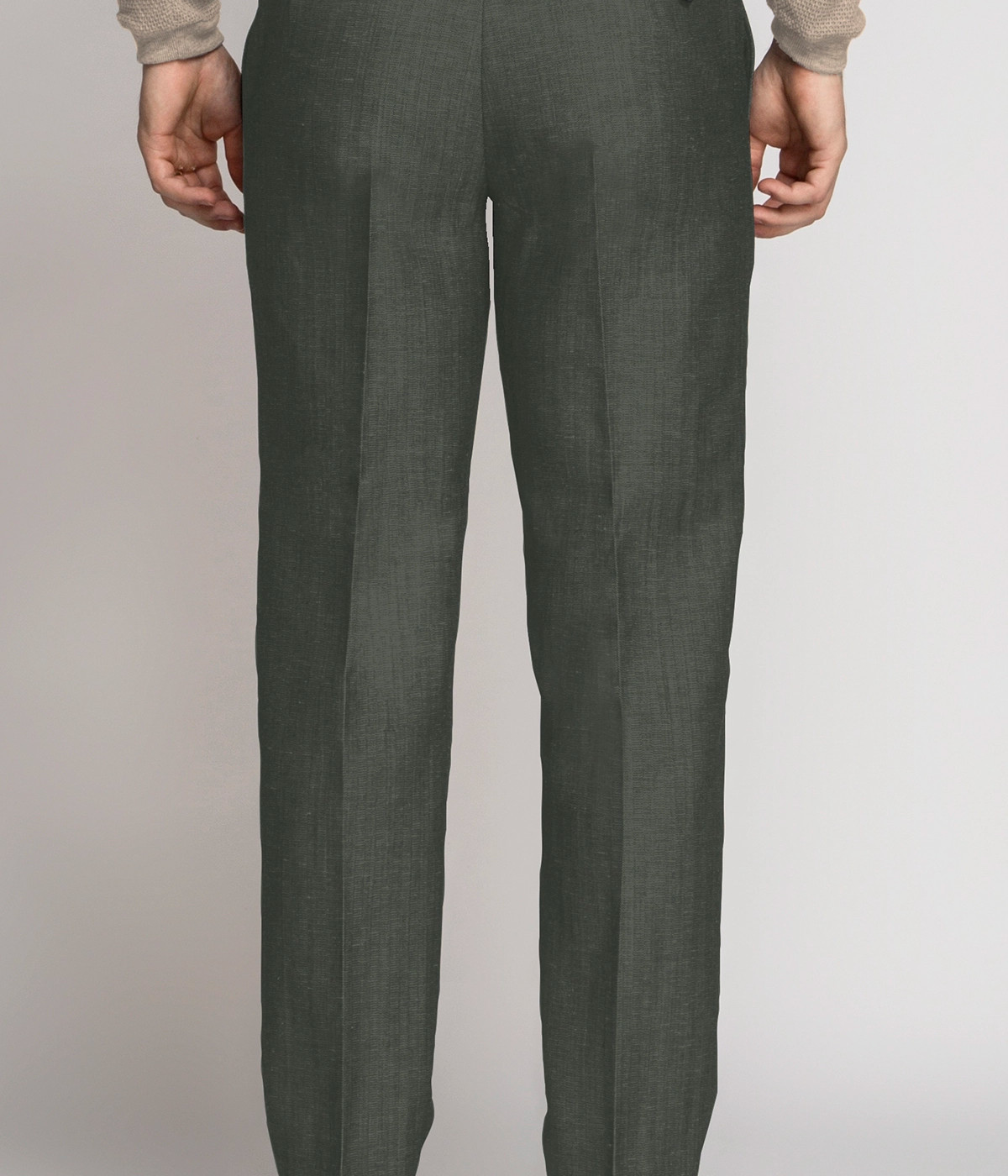 Khaki Green Linen Pants- view-1