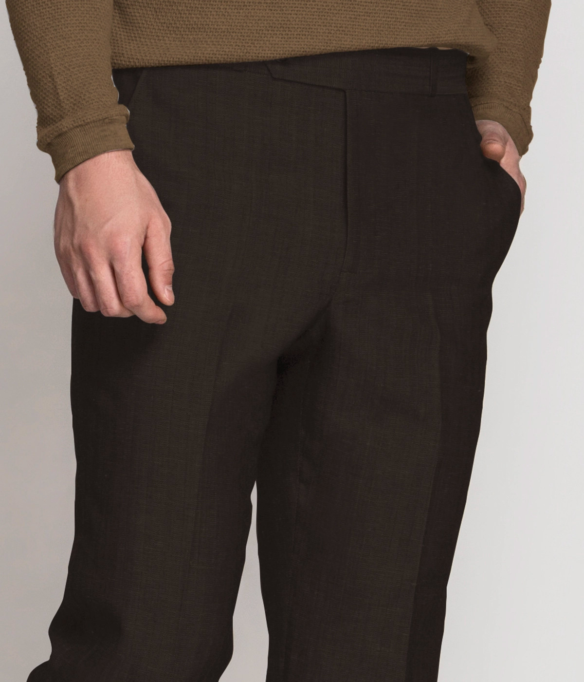 【MODERNIF】Marron Linen Banding Slacks Summer Linen Men Pants Men's Classic Fit Pants Lightweight