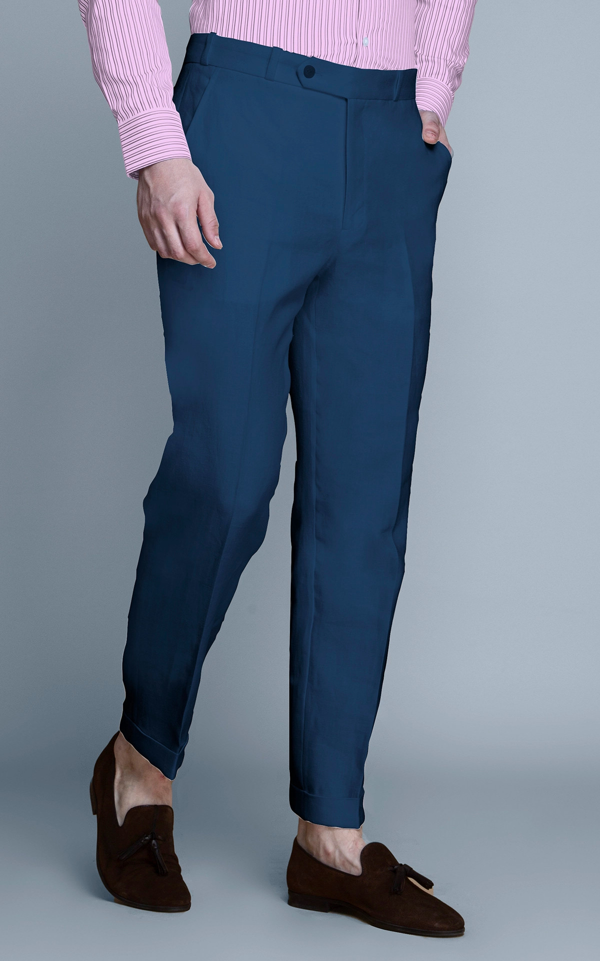 Duster Blue Cotton Linen Pant
