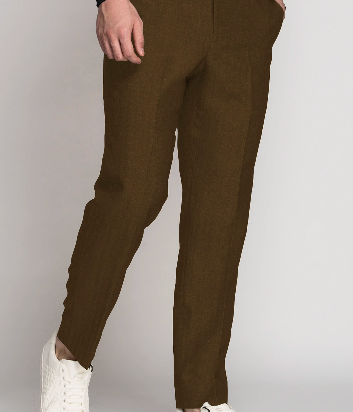 Khaki Brown Linen Pants- view-2
