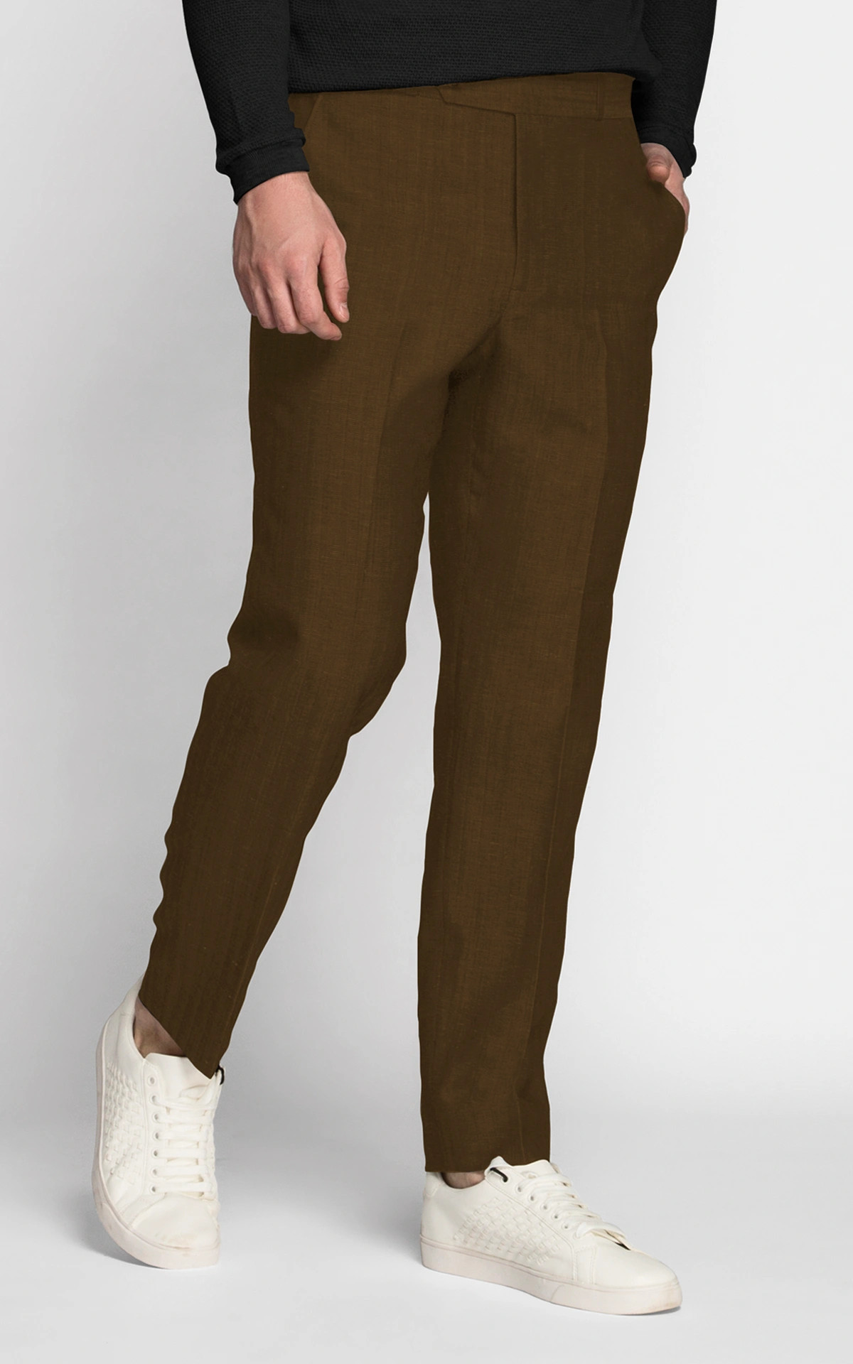 Khaki Brown Linen Pants