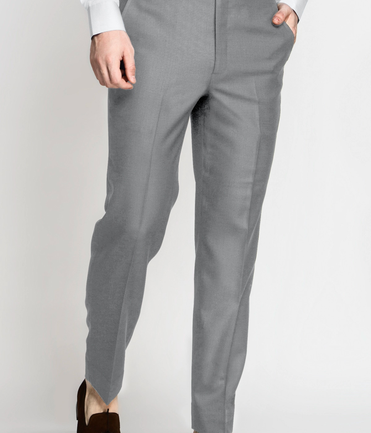 Slate Gray Stretch Wool Pants- view-2