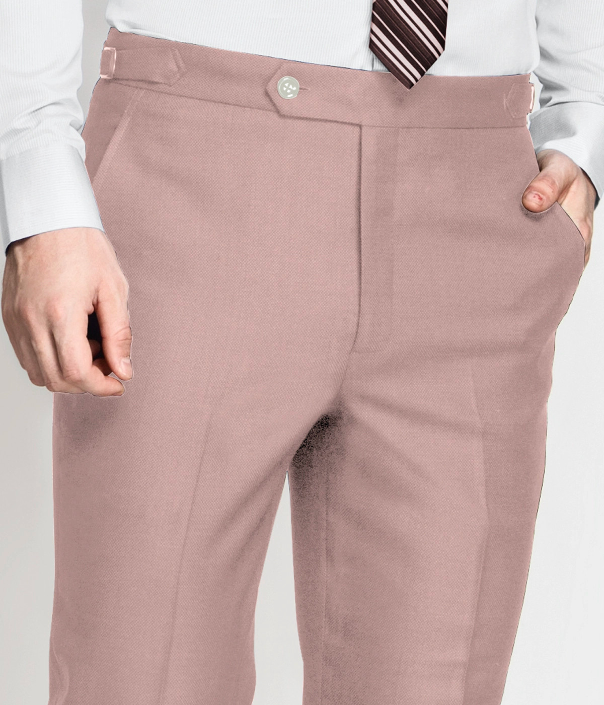 Pastel Rose Stretch Wool Pants-1