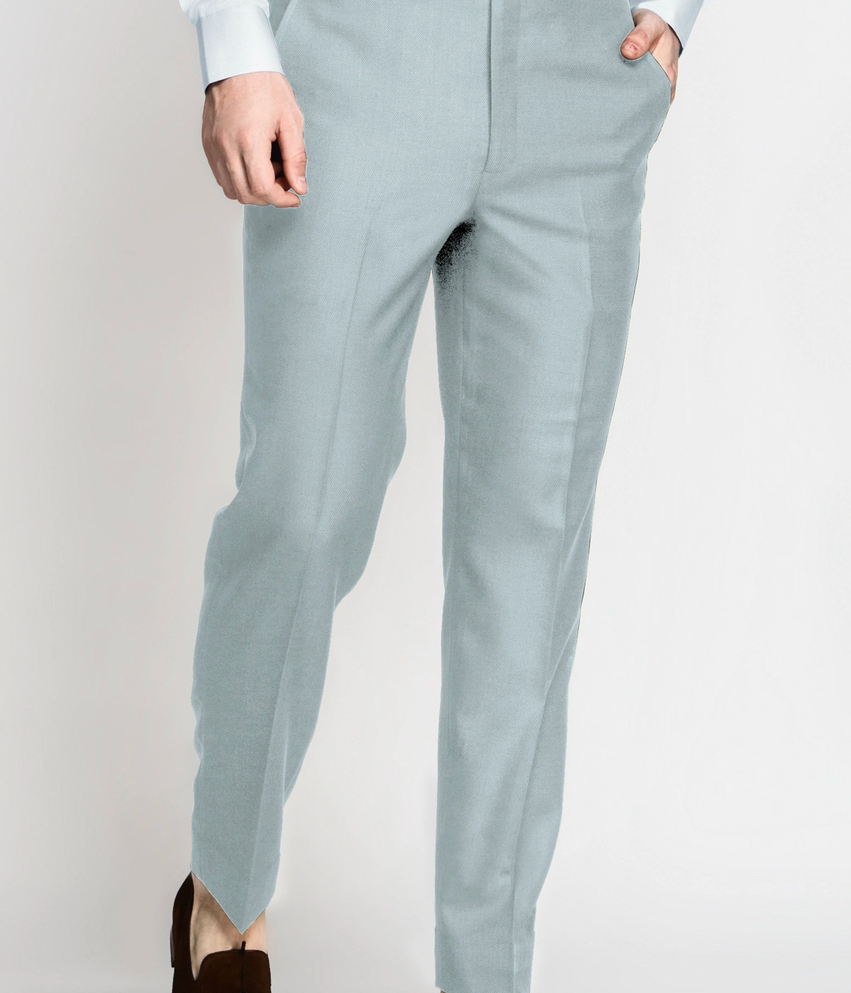 Sky Blue Stretch Wool Pants- view-2