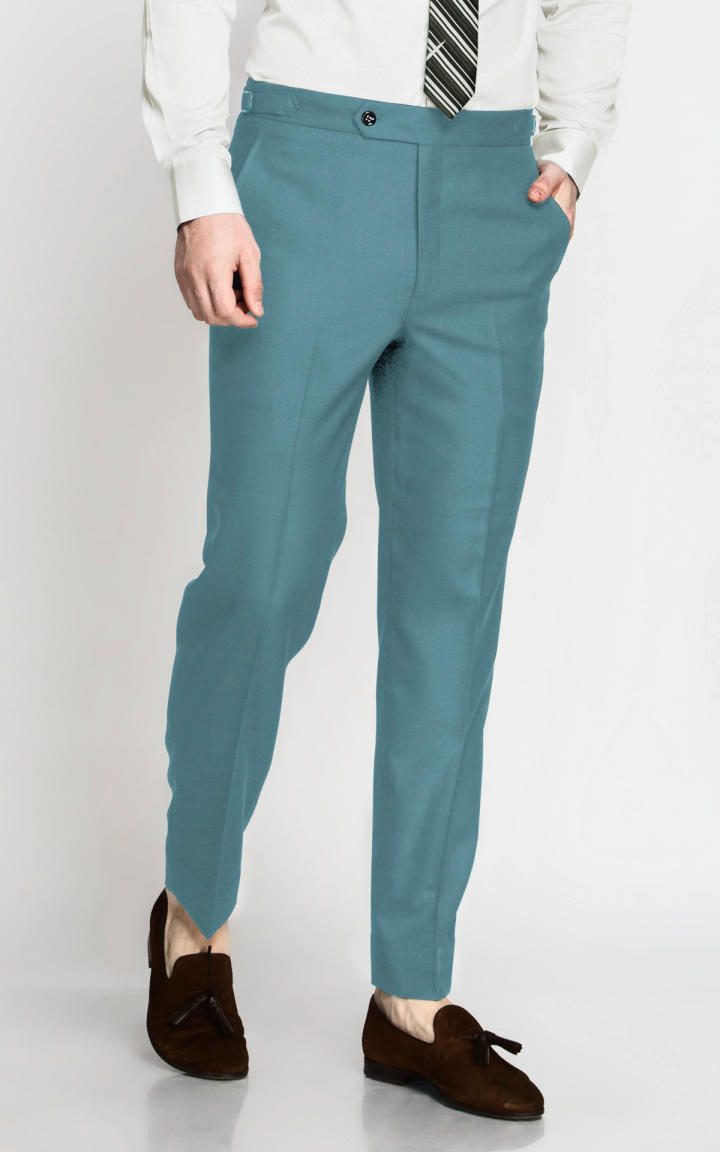 Teal Blue Stretch Wool Pants image