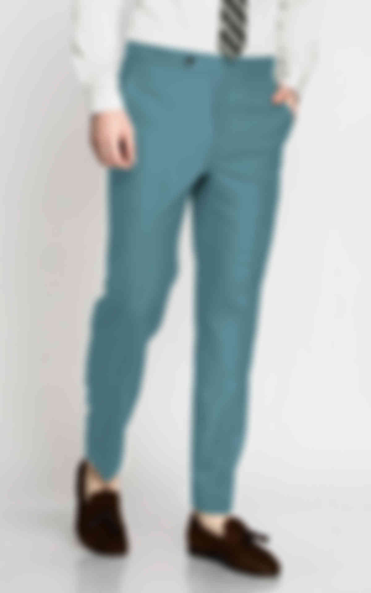 Teal Blue Stretch Wool Pants