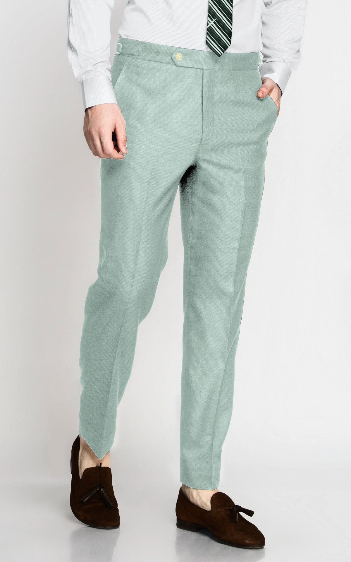 Pastel Mint Stretch Wool Pants