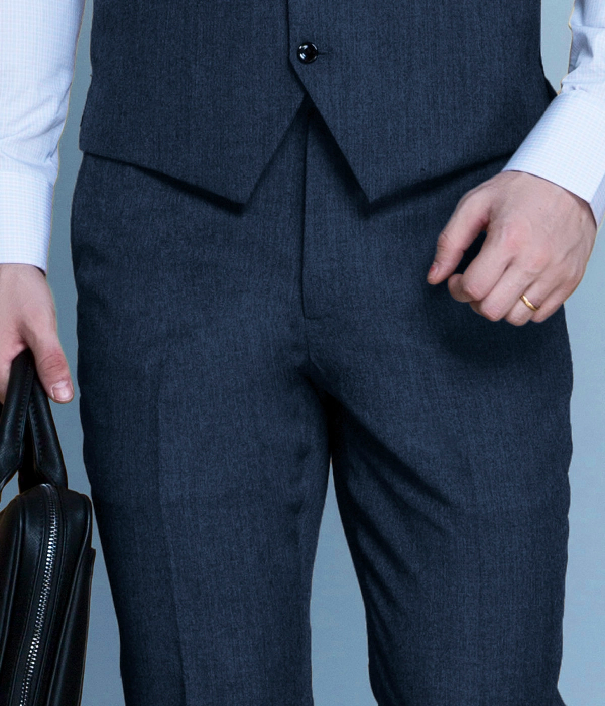 Blue Gray Herringbone Custom Pants-1