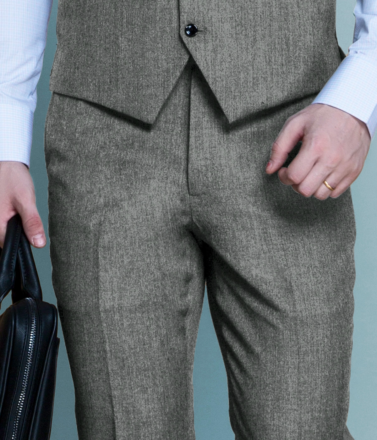 Gray Herringbone Custom Pants-1