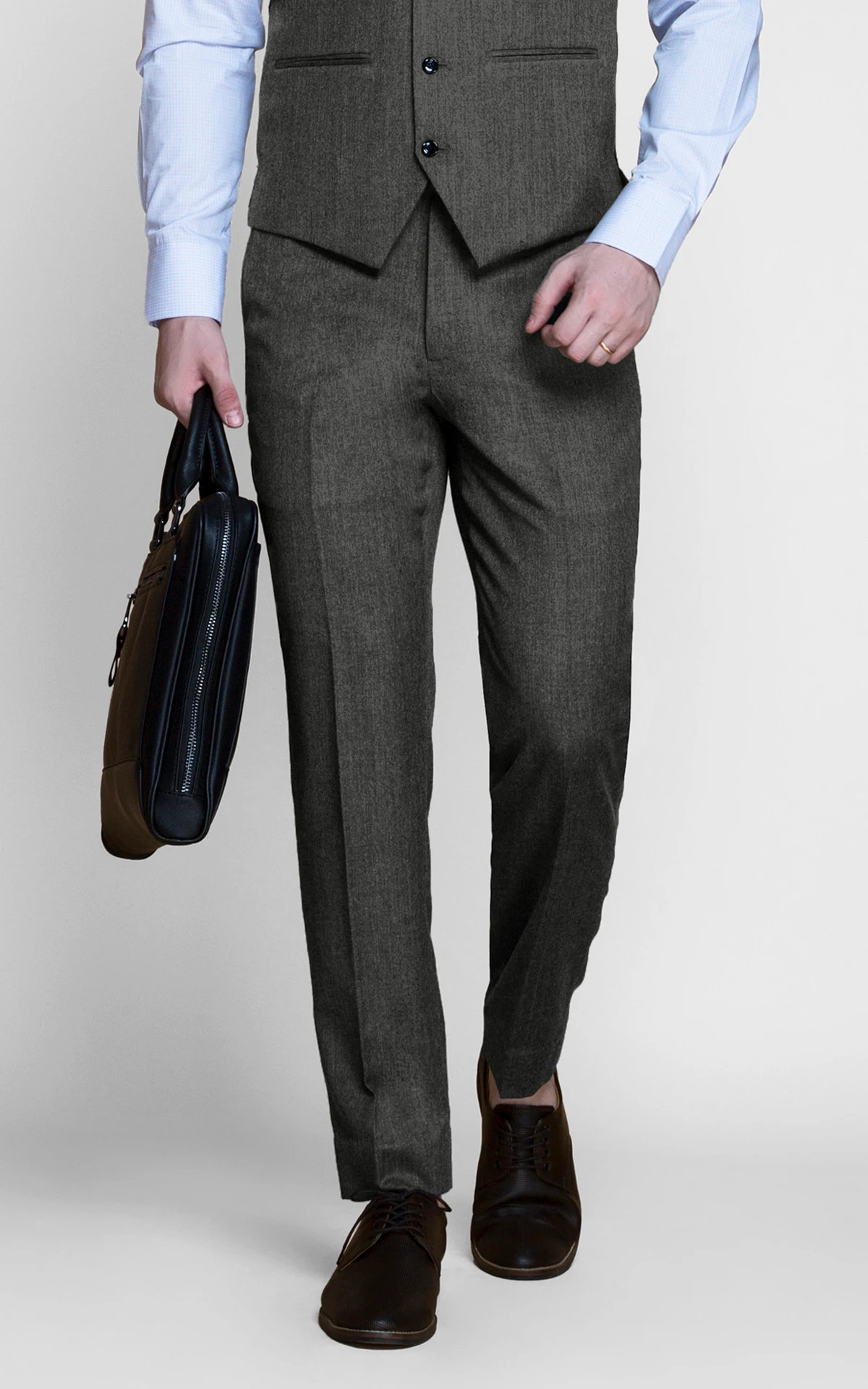 Dark Grey Herringbone Pants