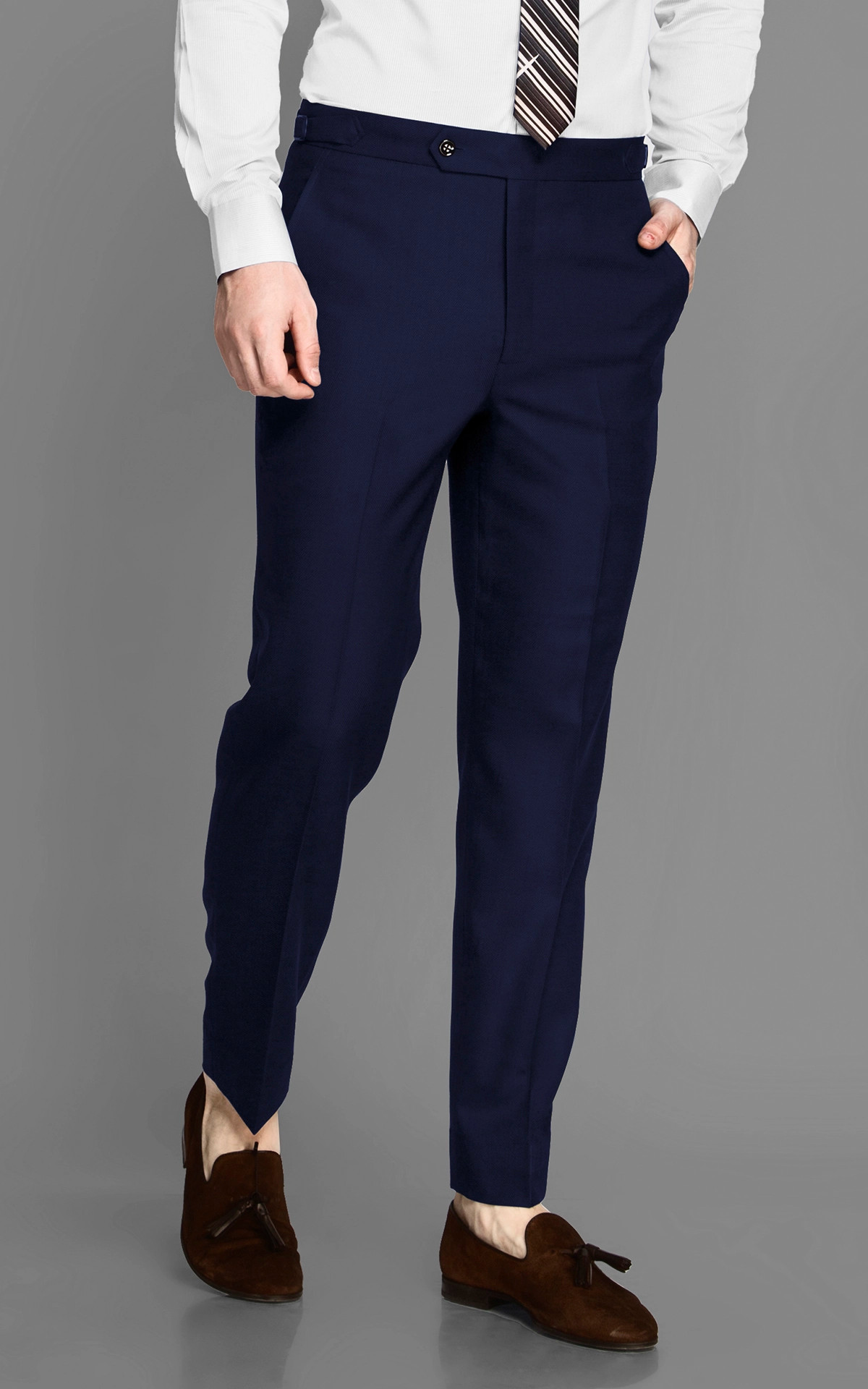 Mens Classic Fit Solid Navy Blue Flat Front Wool Dress Pants | The Suit  Depot