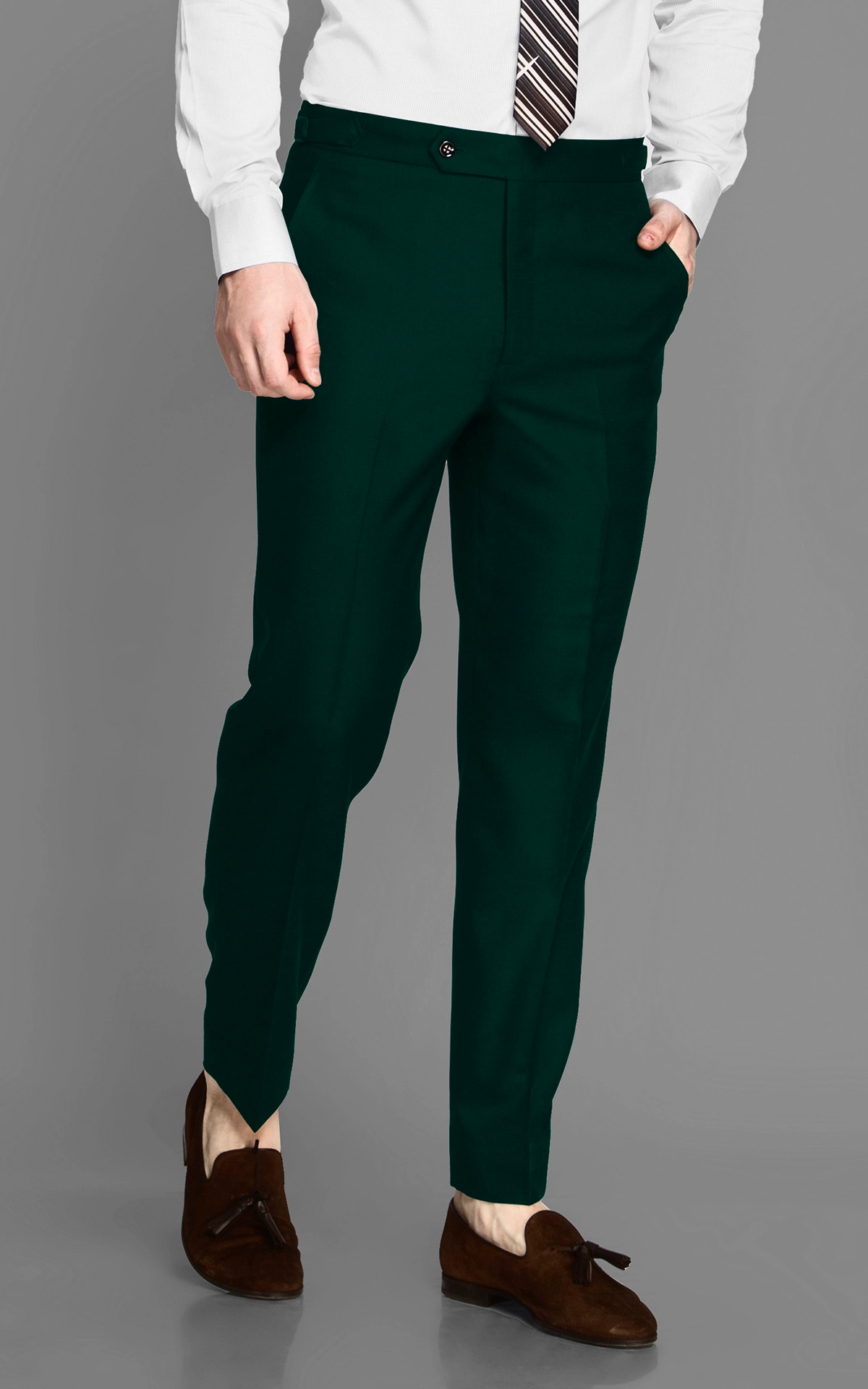 Buy Louis Philippe Men Olive Green Slim Fit Self Design Formal Trousers -  Trousers for Men 8294997 | Myntra
