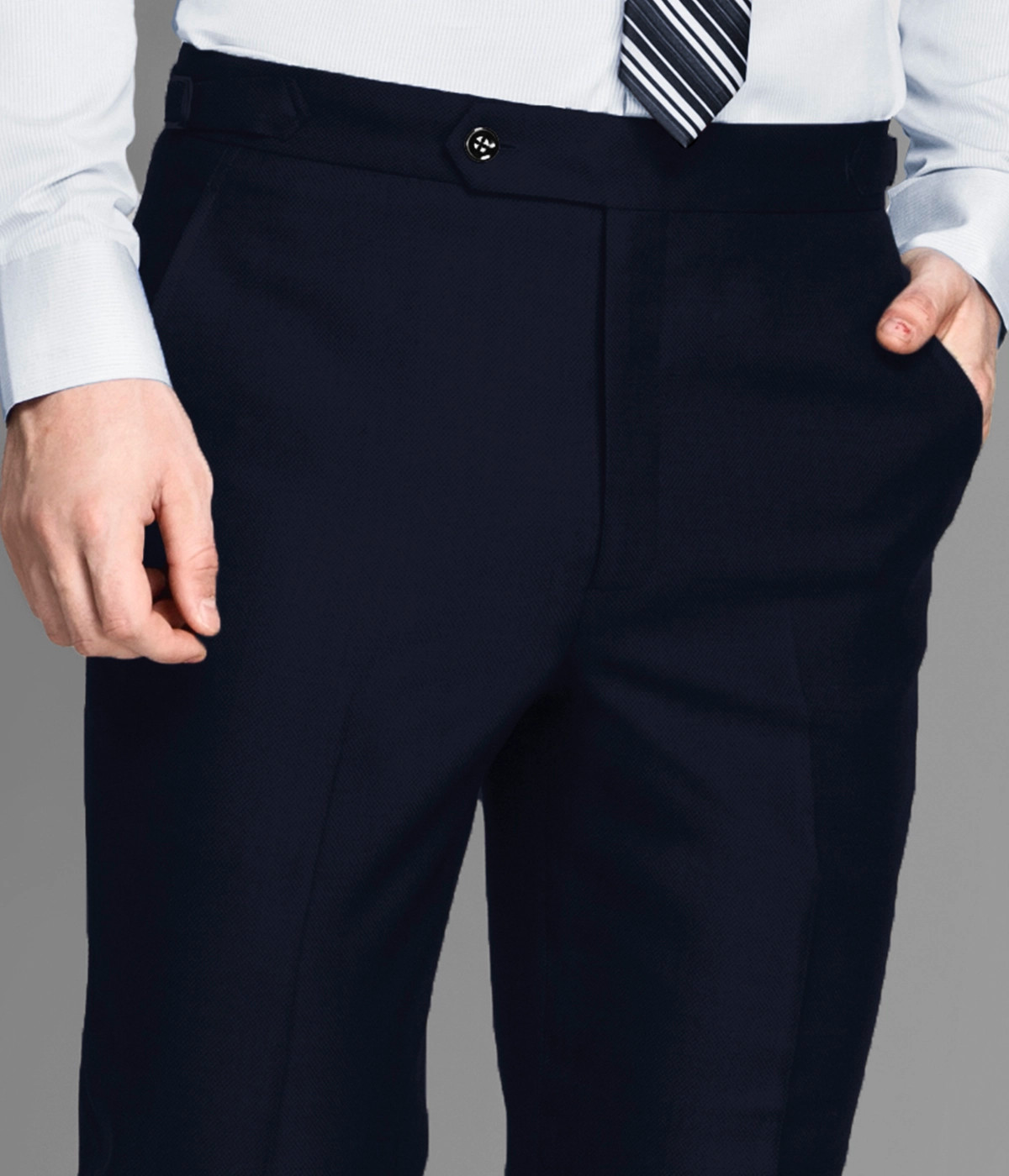 Hayes Navy Blue Birdseye Pants-1