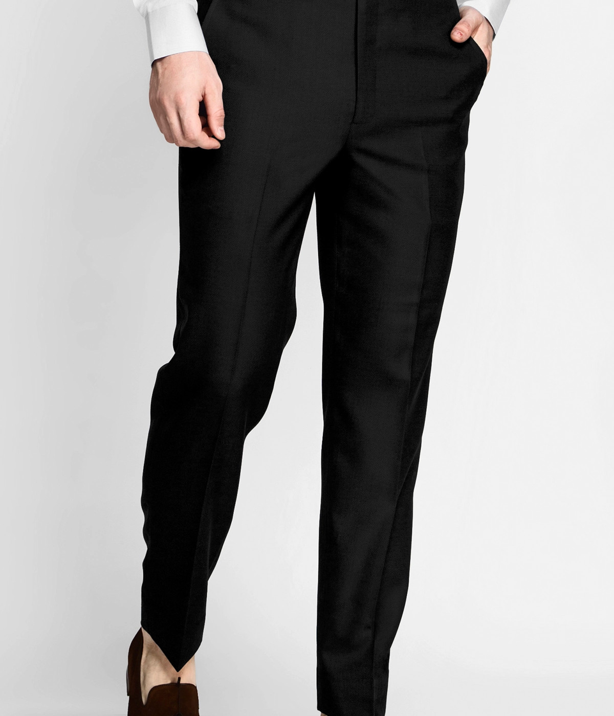 Black Classic Wool Custom Pants- view-2