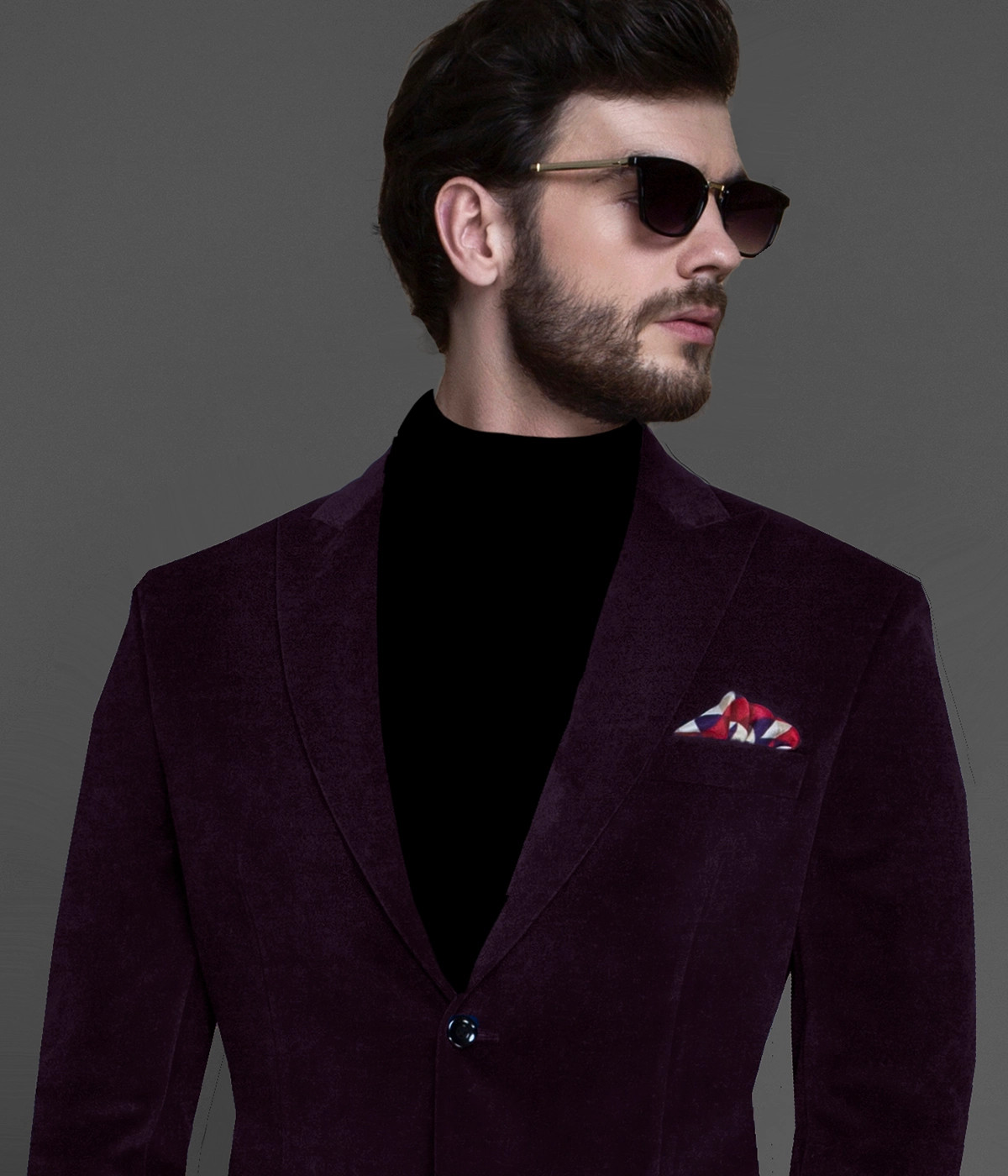 Fuji Purple Velvet Blazer-1