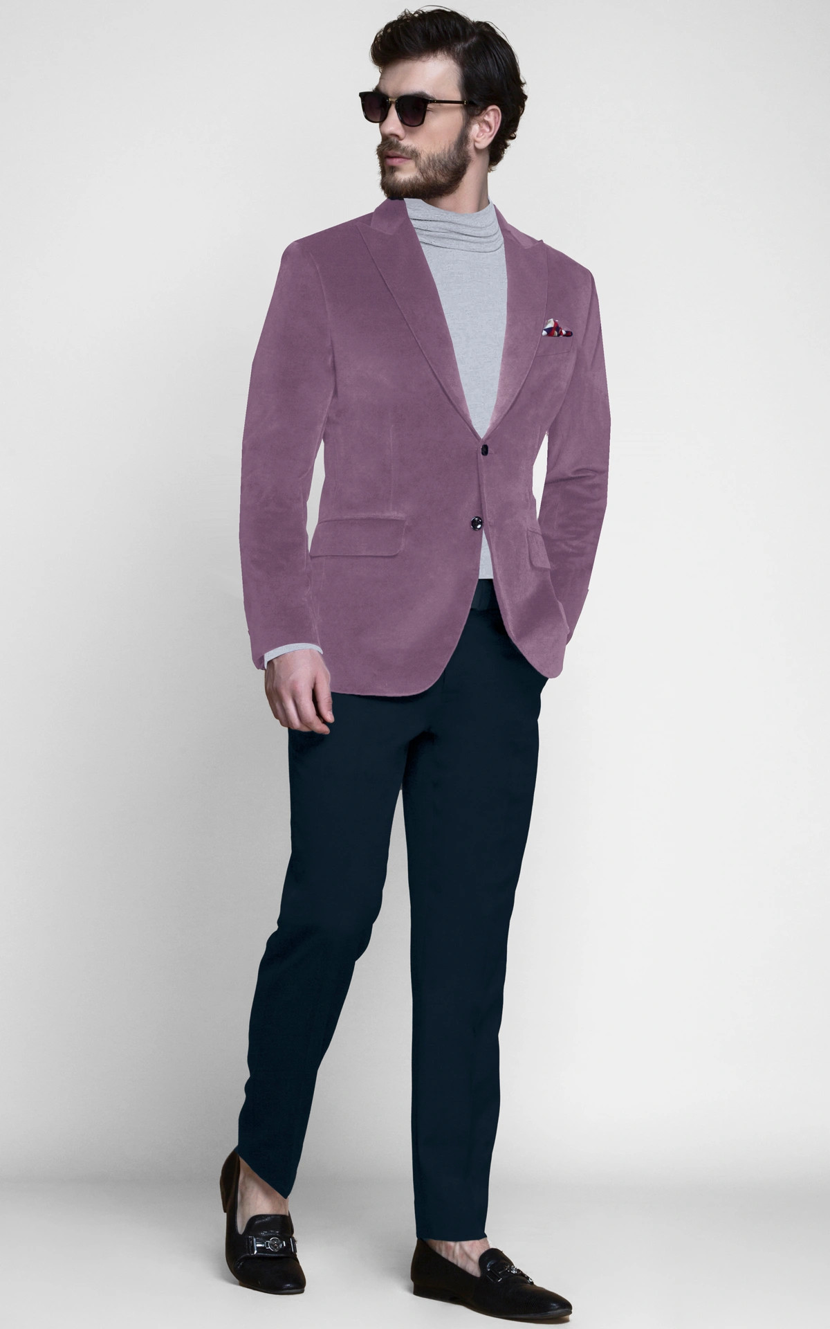 Earthy Lilac Velvet Blazer