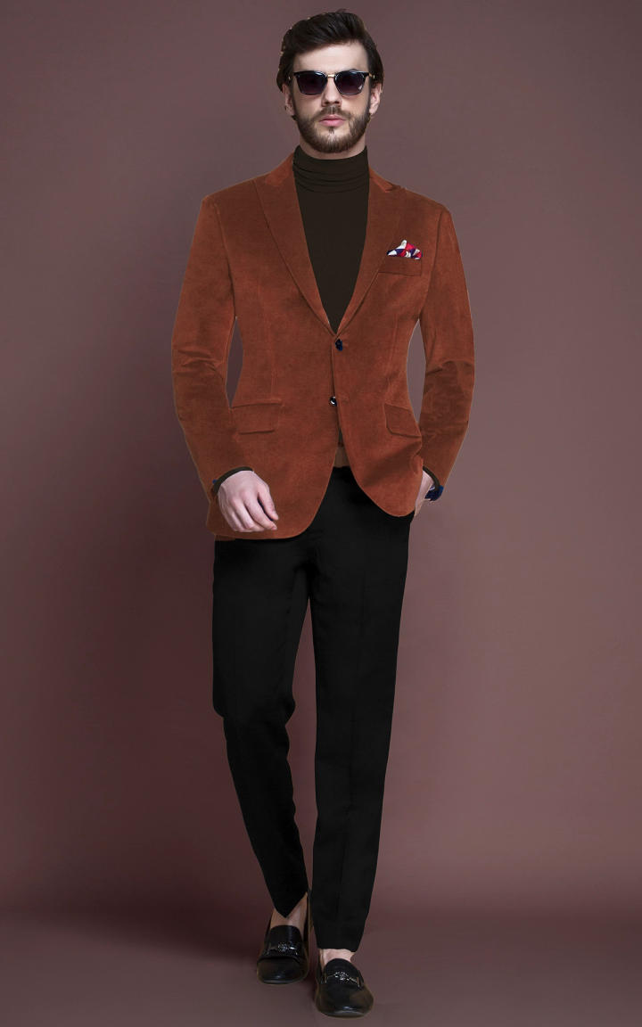 Rust Terracotta Velvet Blazer image