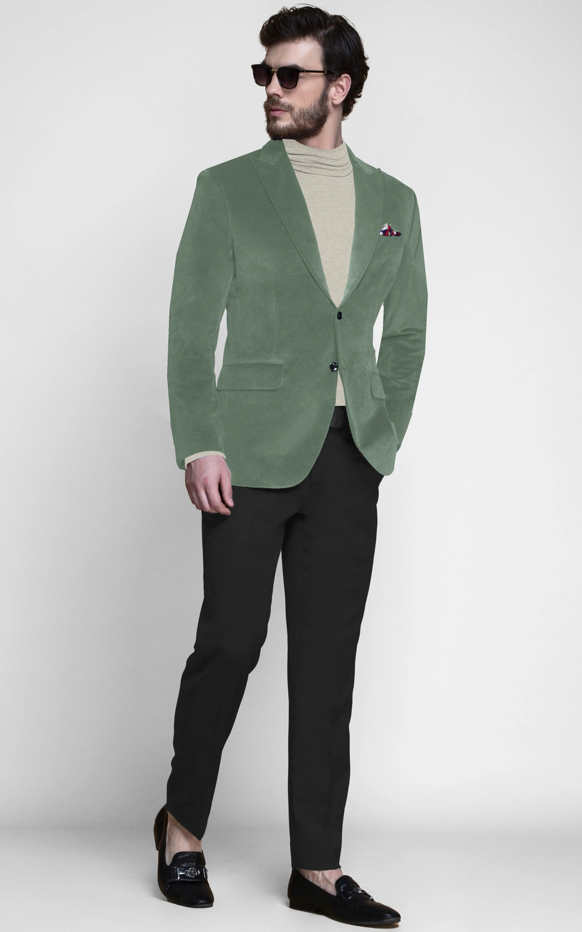 Sage Green Velvet Blazer