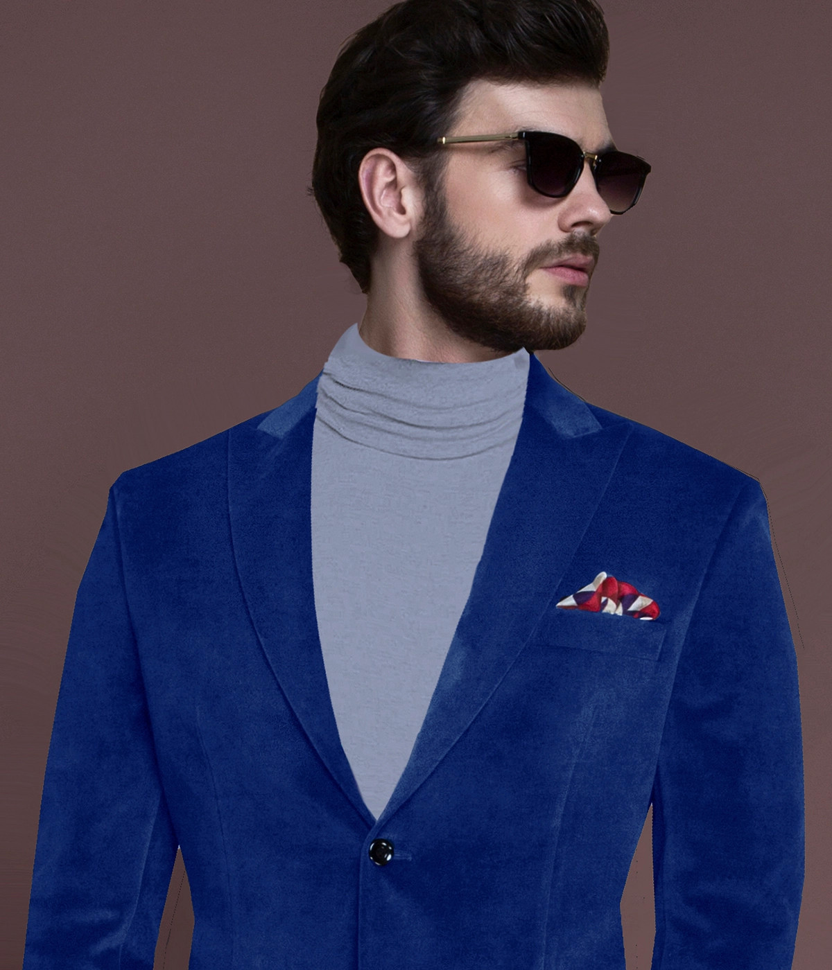 Royal Blue Velvet Blazer-1