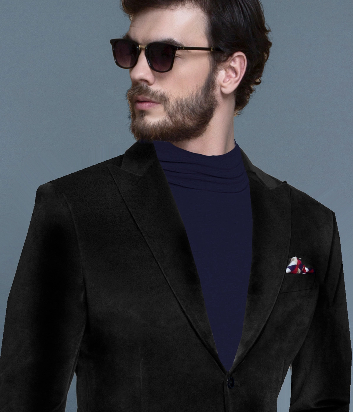 Deep Black Velvet Blazer-1