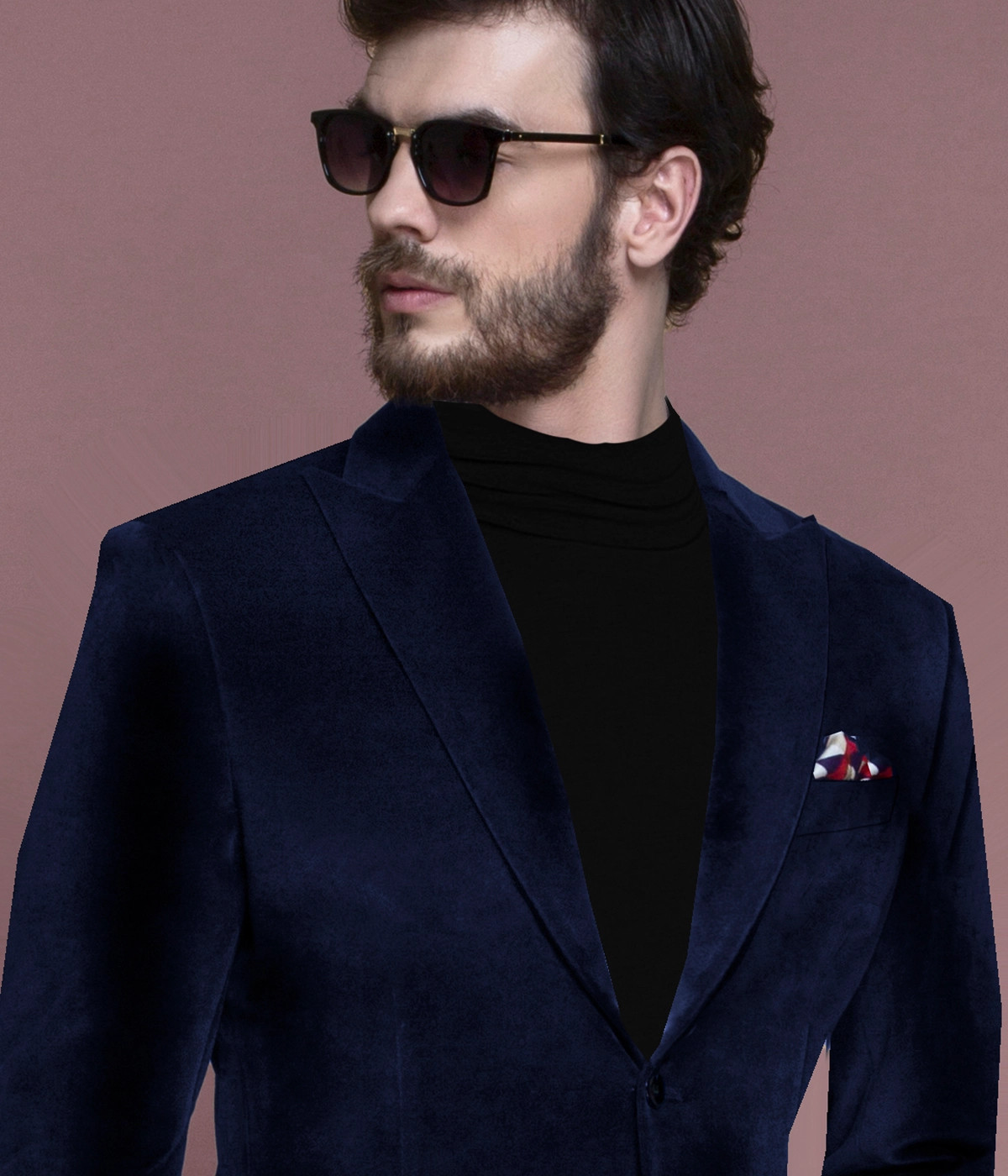 Rockefeller Blue Velvet Blazer-1