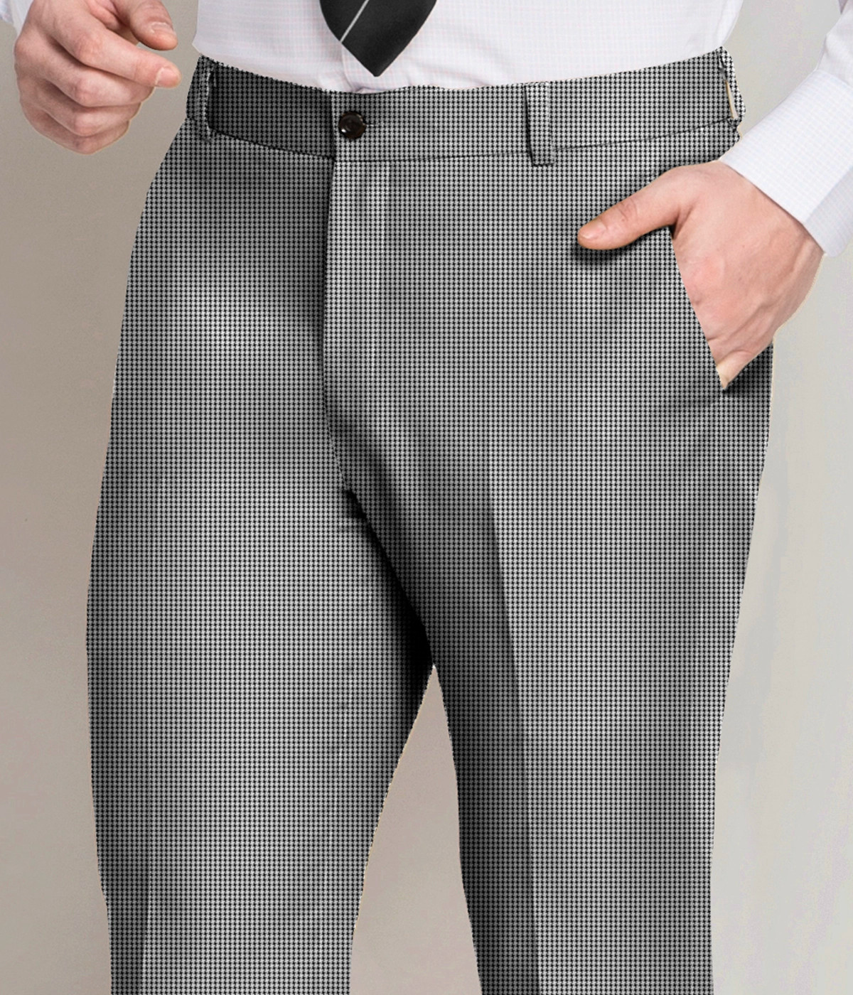 Charleston Gray Micro Houndstooth Pants-1