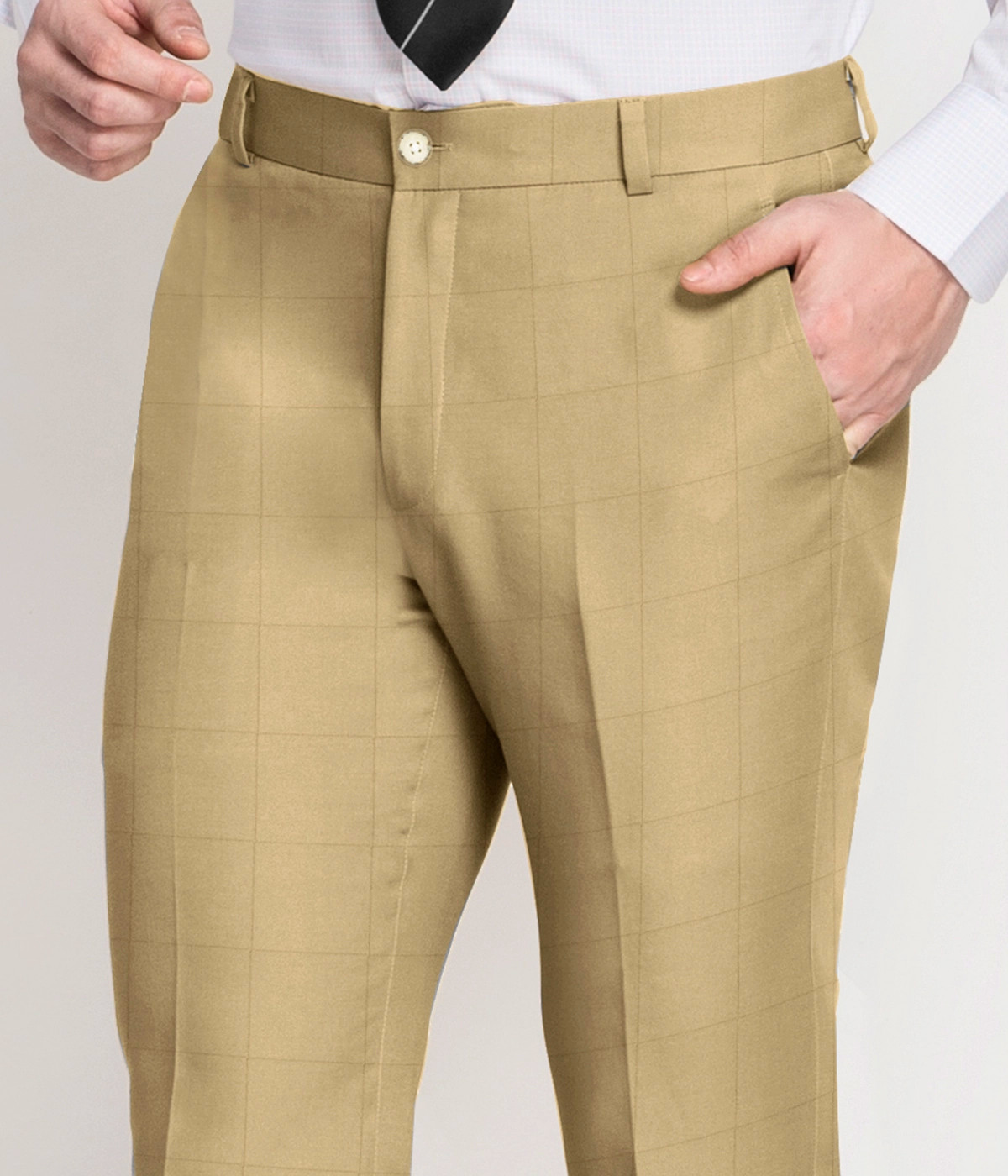 Yuma Sand Windowpane Vegan Pants-1