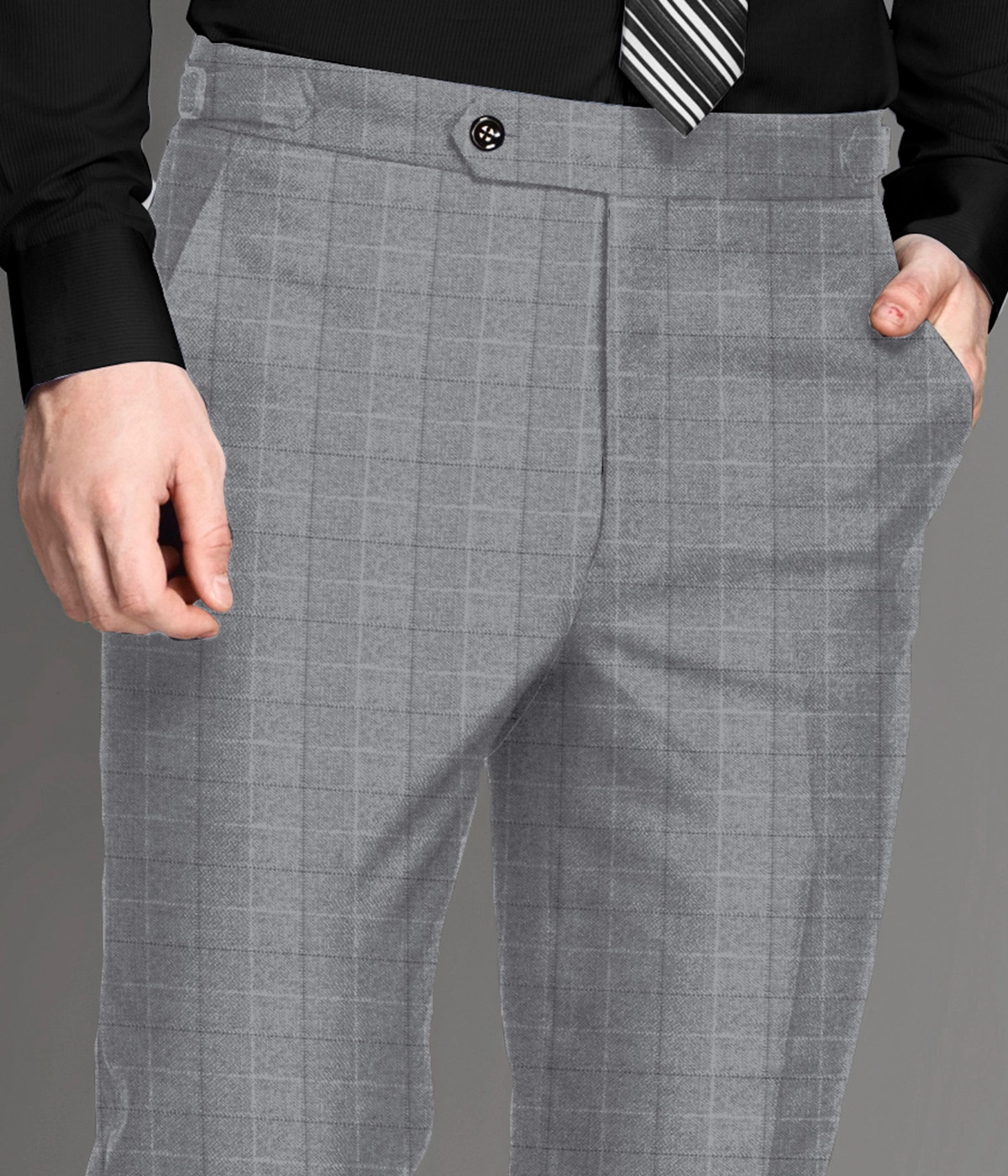 Berlin Gray Checks Vegan Pants-1