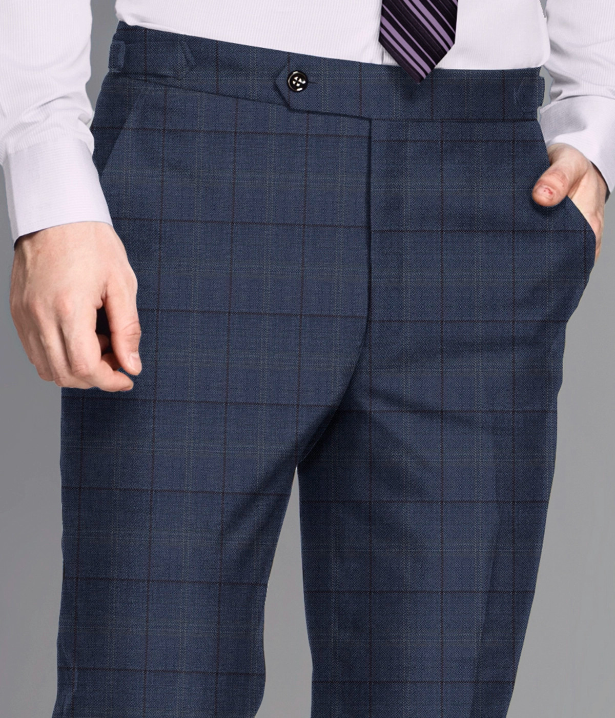 Detroit Blue Checks Vegan Pants-1