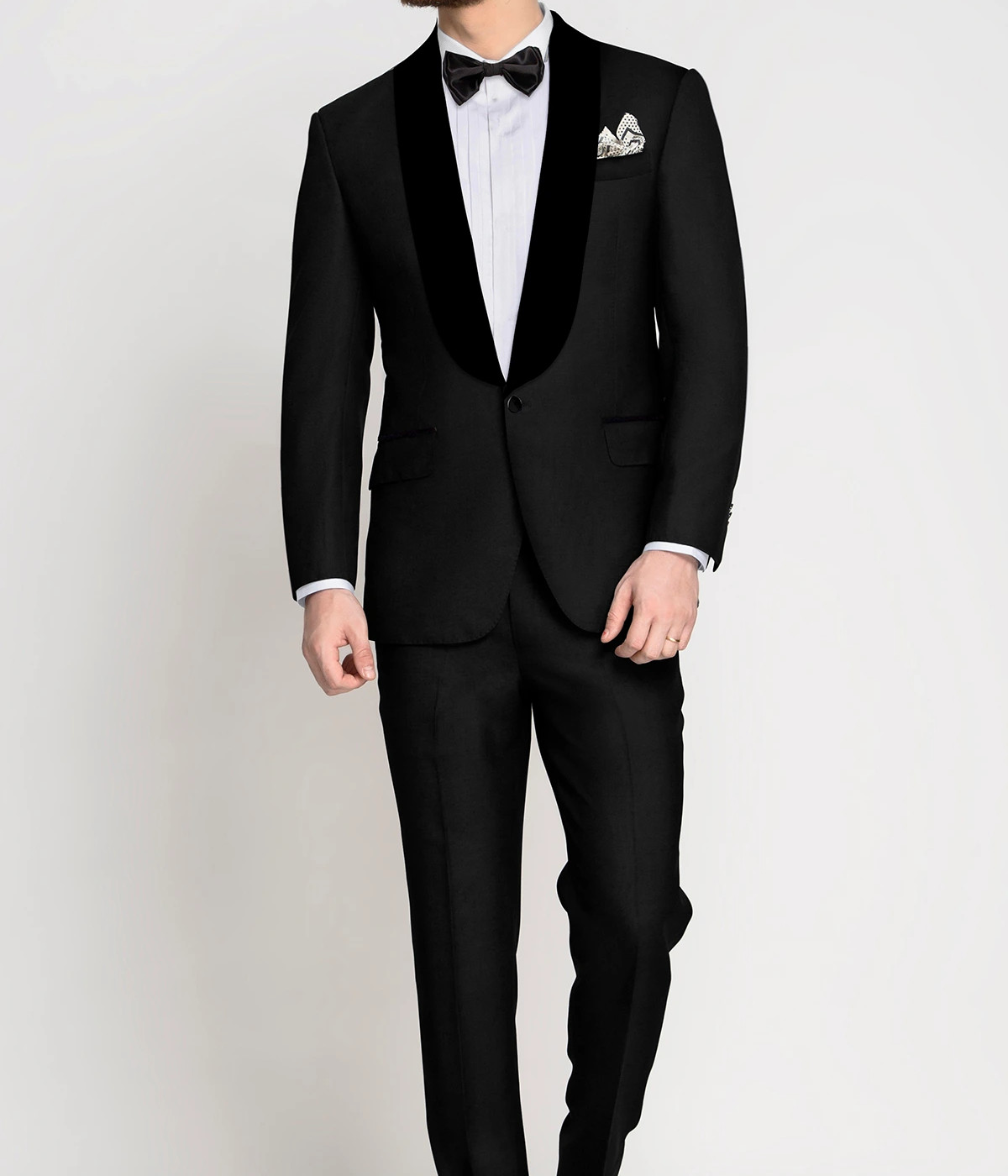 Black Classic Wool Custom Tuxedo- view-2