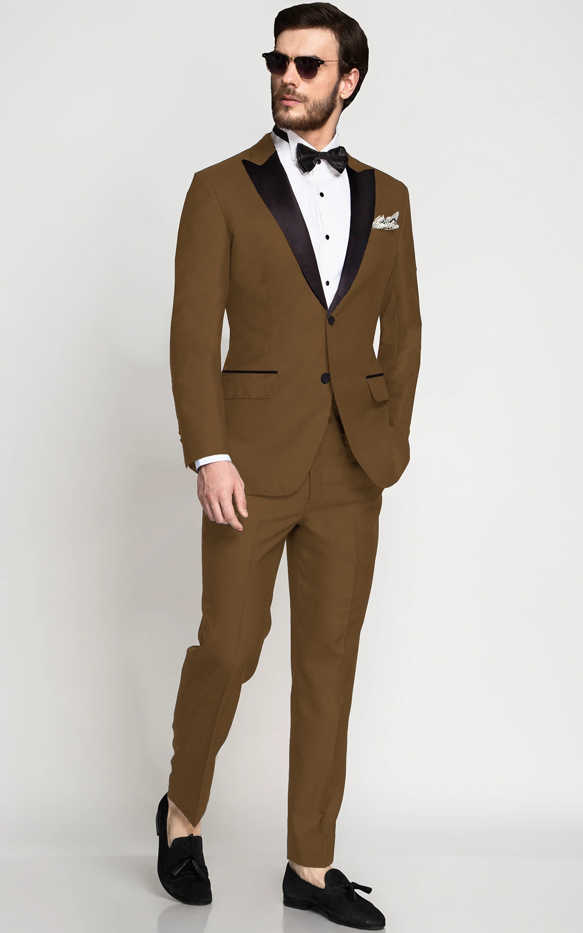 Earthy Country Brown Wool Tuxedo