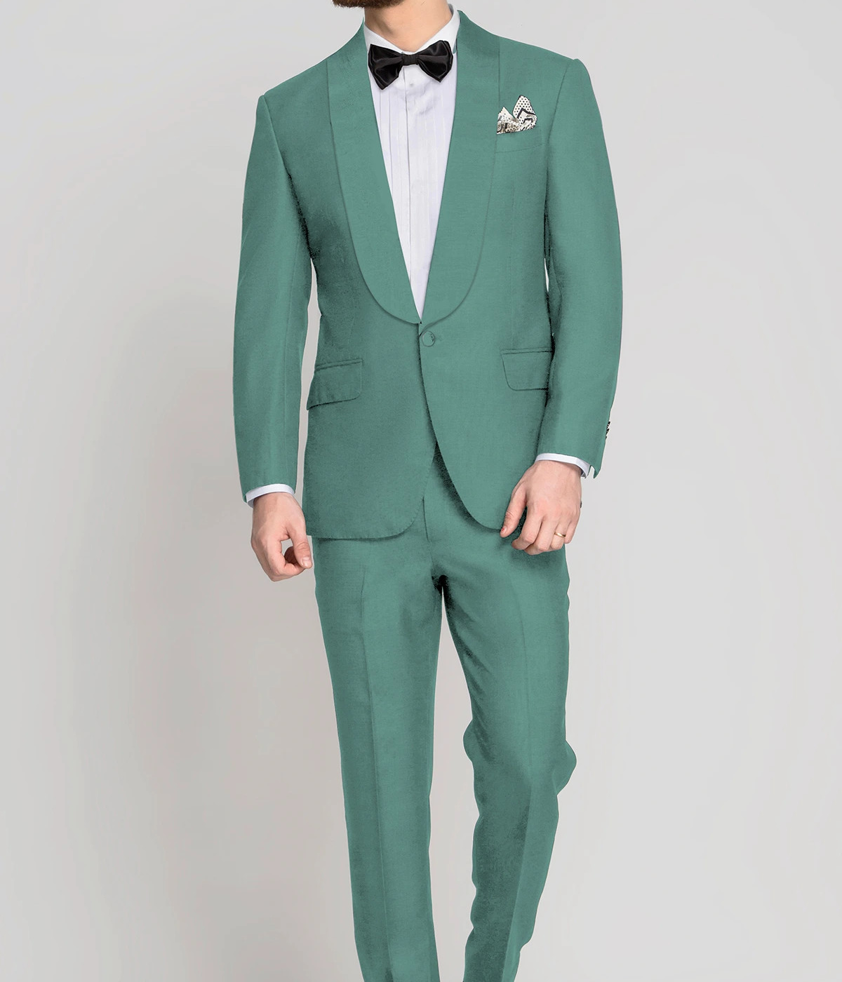 Sage Mint Green Wool Tuxedo- view-2