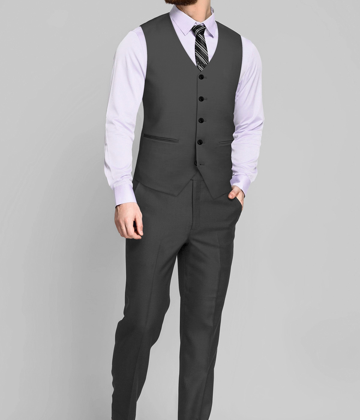 Charcoal Grey Stretch Wool Vest- view-2
