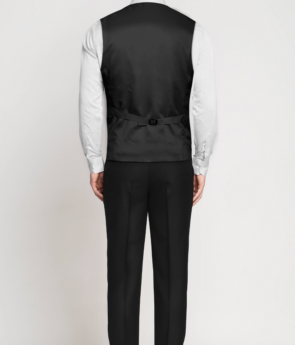 Black Classic Wool Custom Vest- view-1