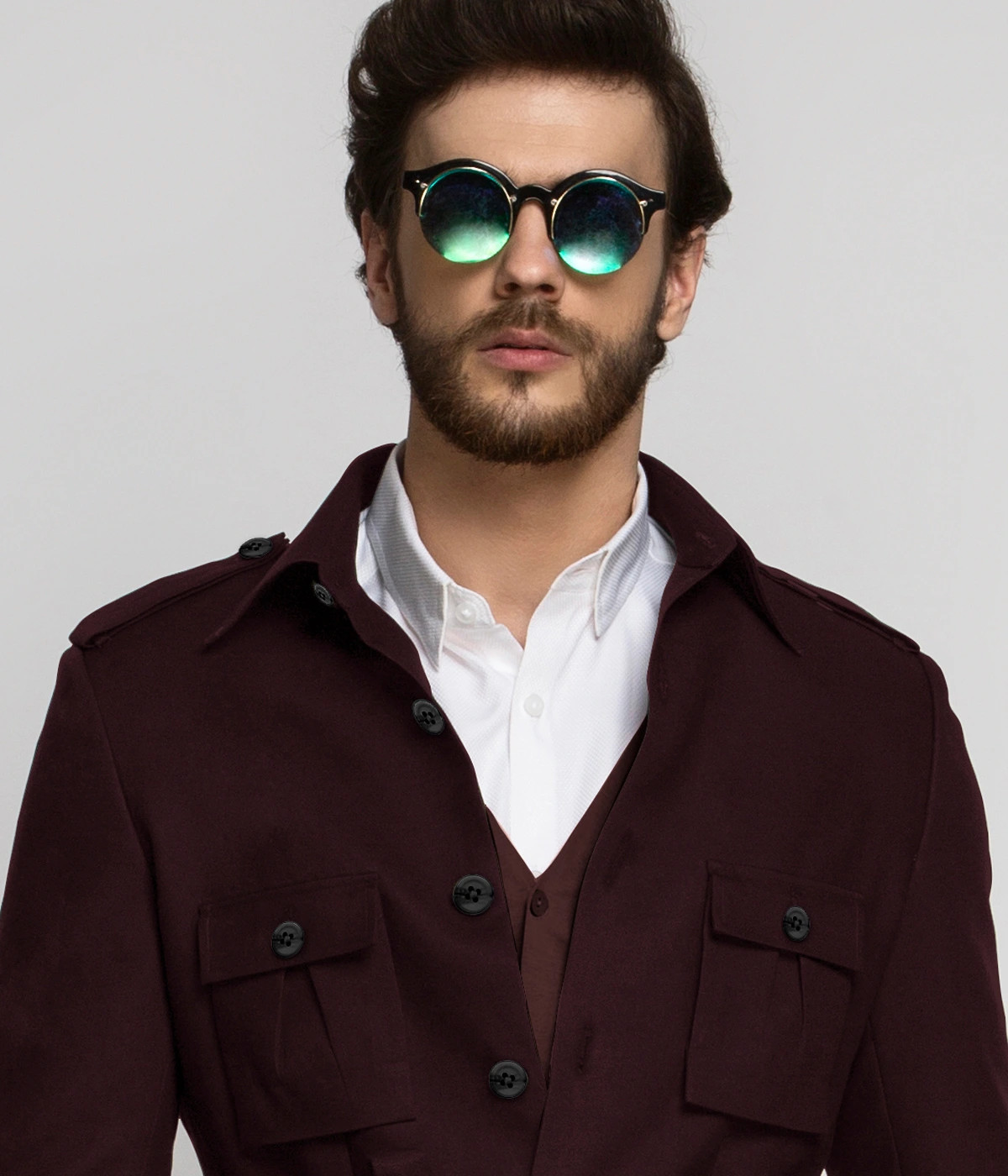 Havana Burgundy Military Suit-1