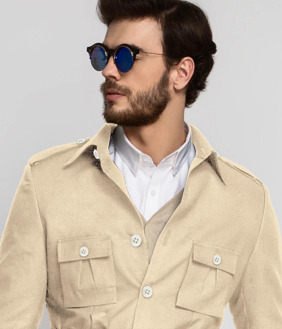 Khaki Cream Military Suit-1