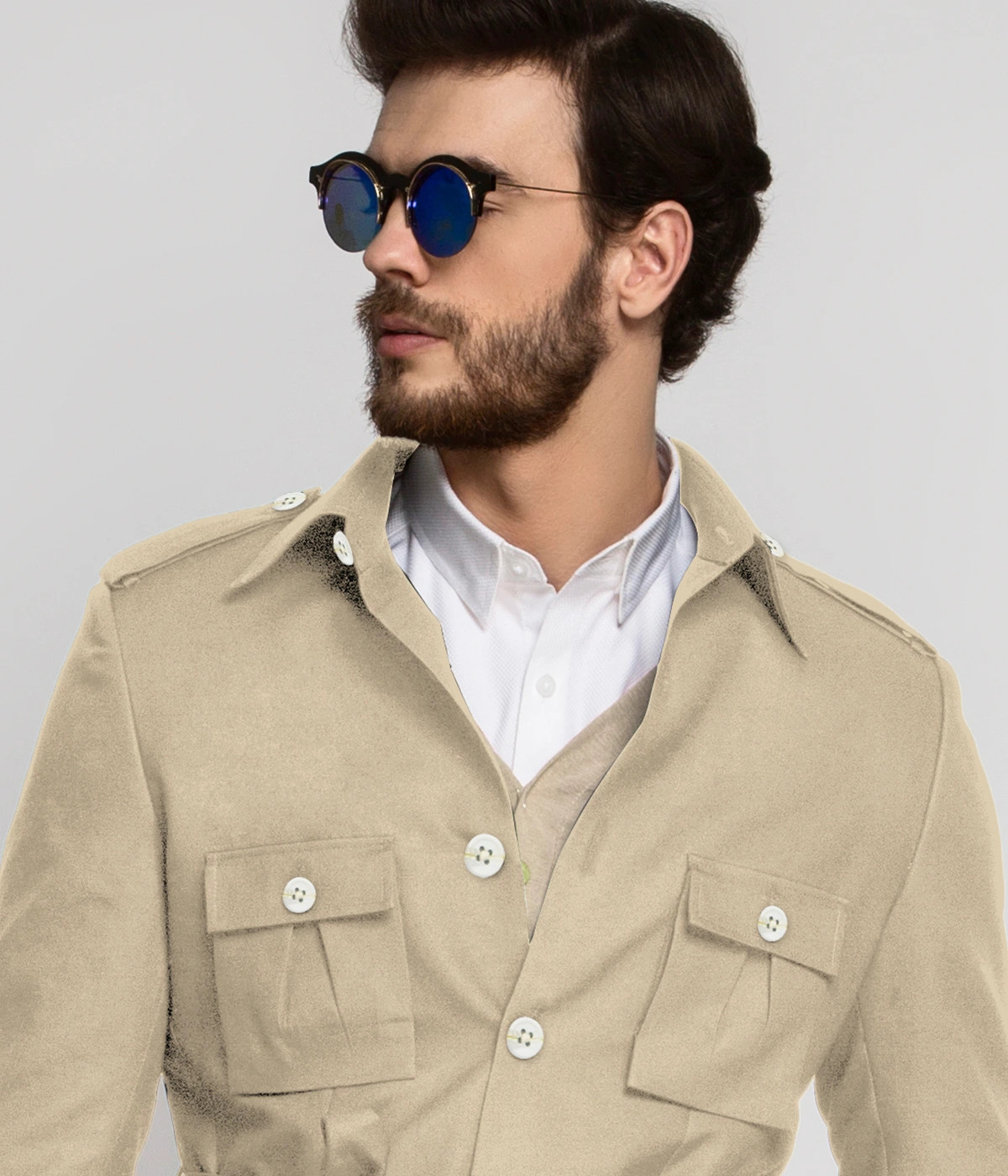 Dusted Brown Khaki Military Suit-1