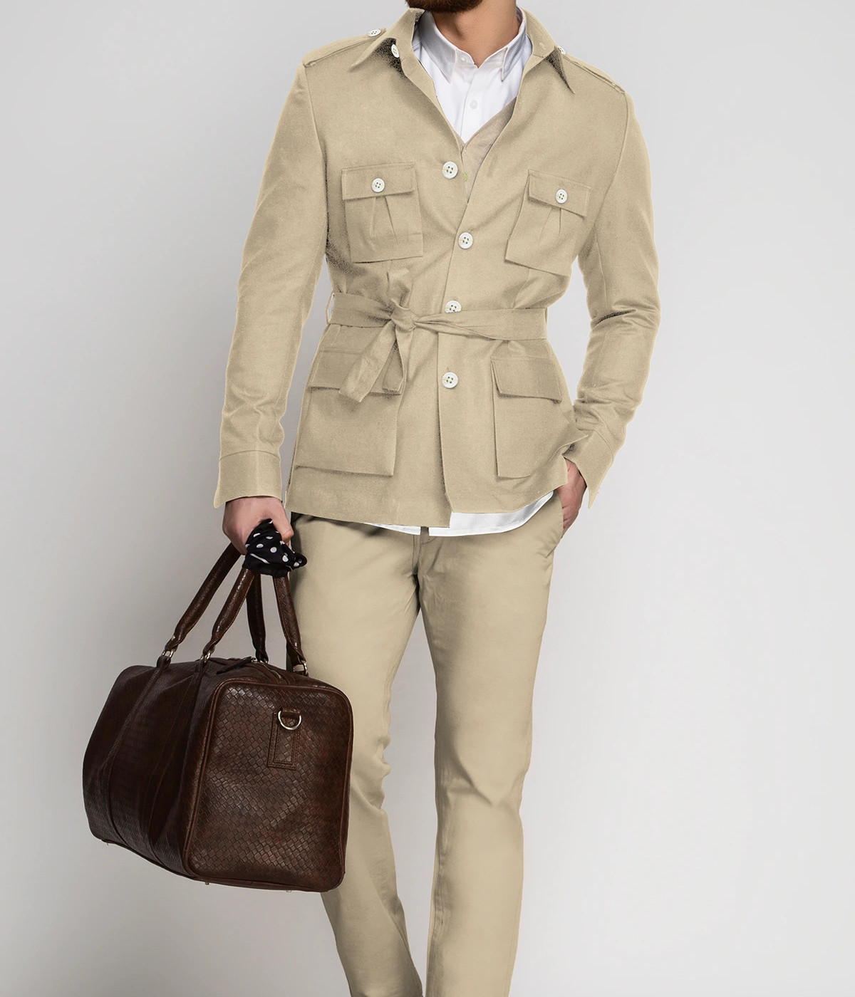 Dusted Brown Khaki Military Suit- view-2
